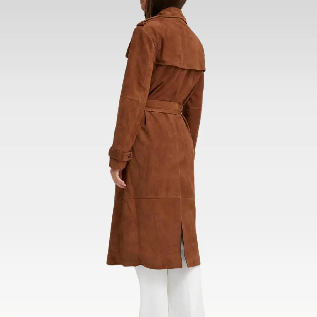 Belle de Jour Cognac Suede Trench