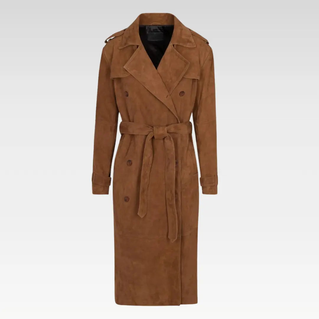 Belle de Jour Cognac Suede Trench