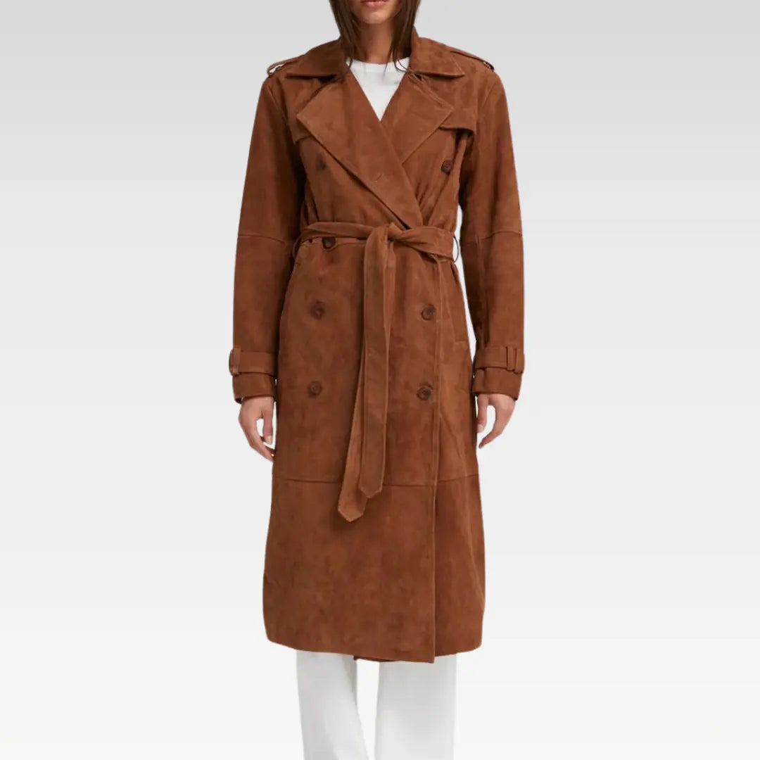 Belle de Jour Cognac Suede Trench