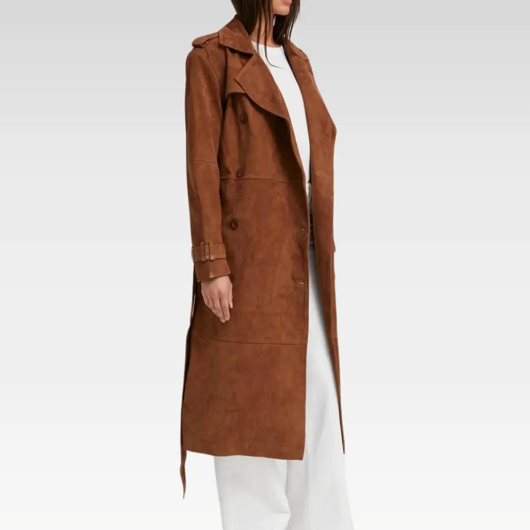 Belle de Jour Cognac Suede Trench