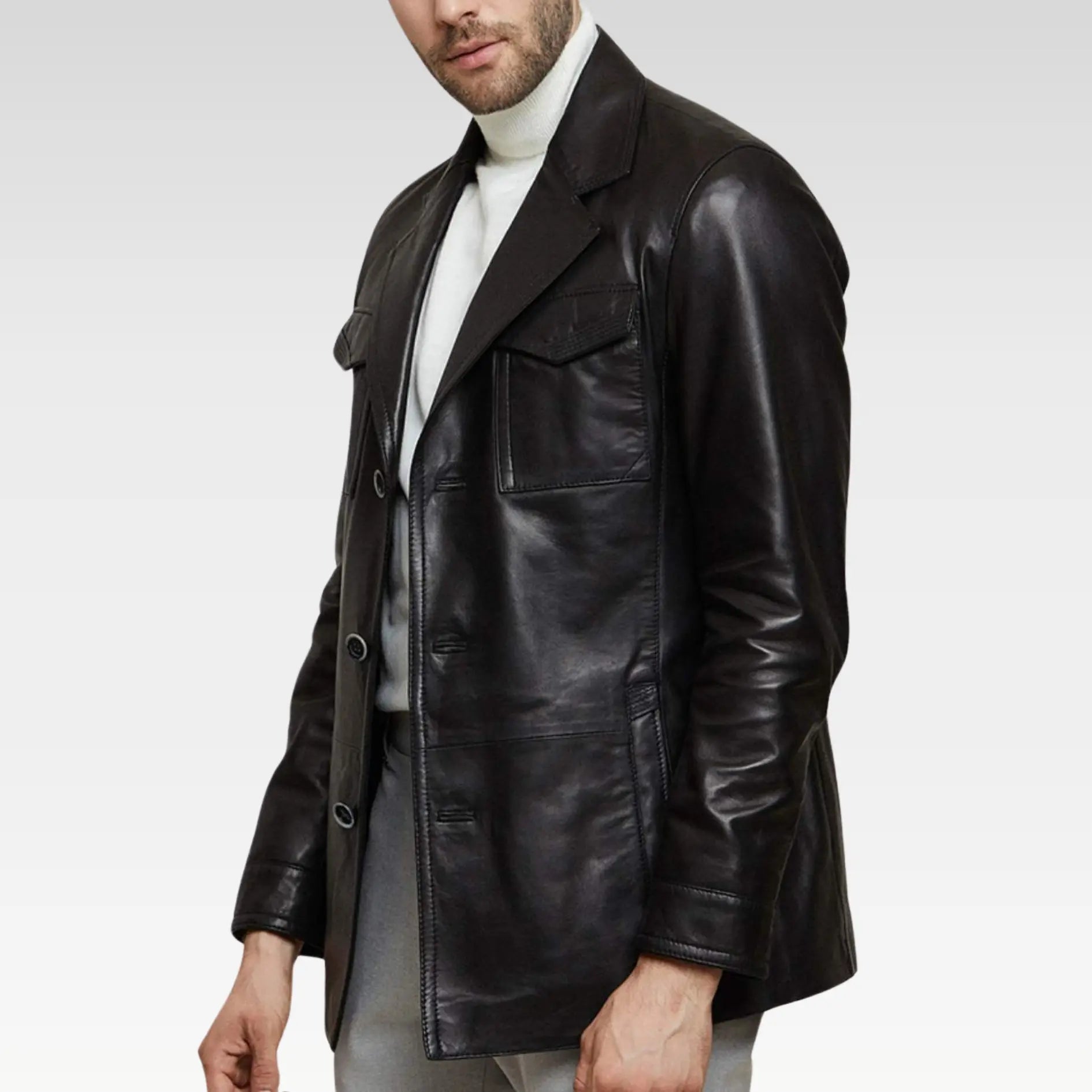 Silva Black Leather Blazer