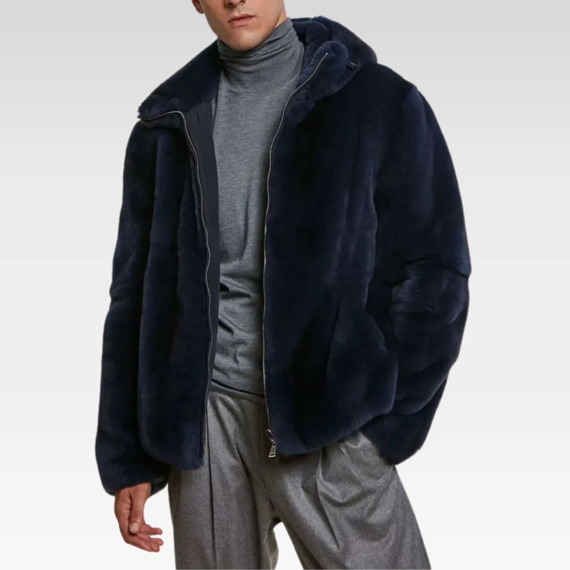 Blue fur jacket mens