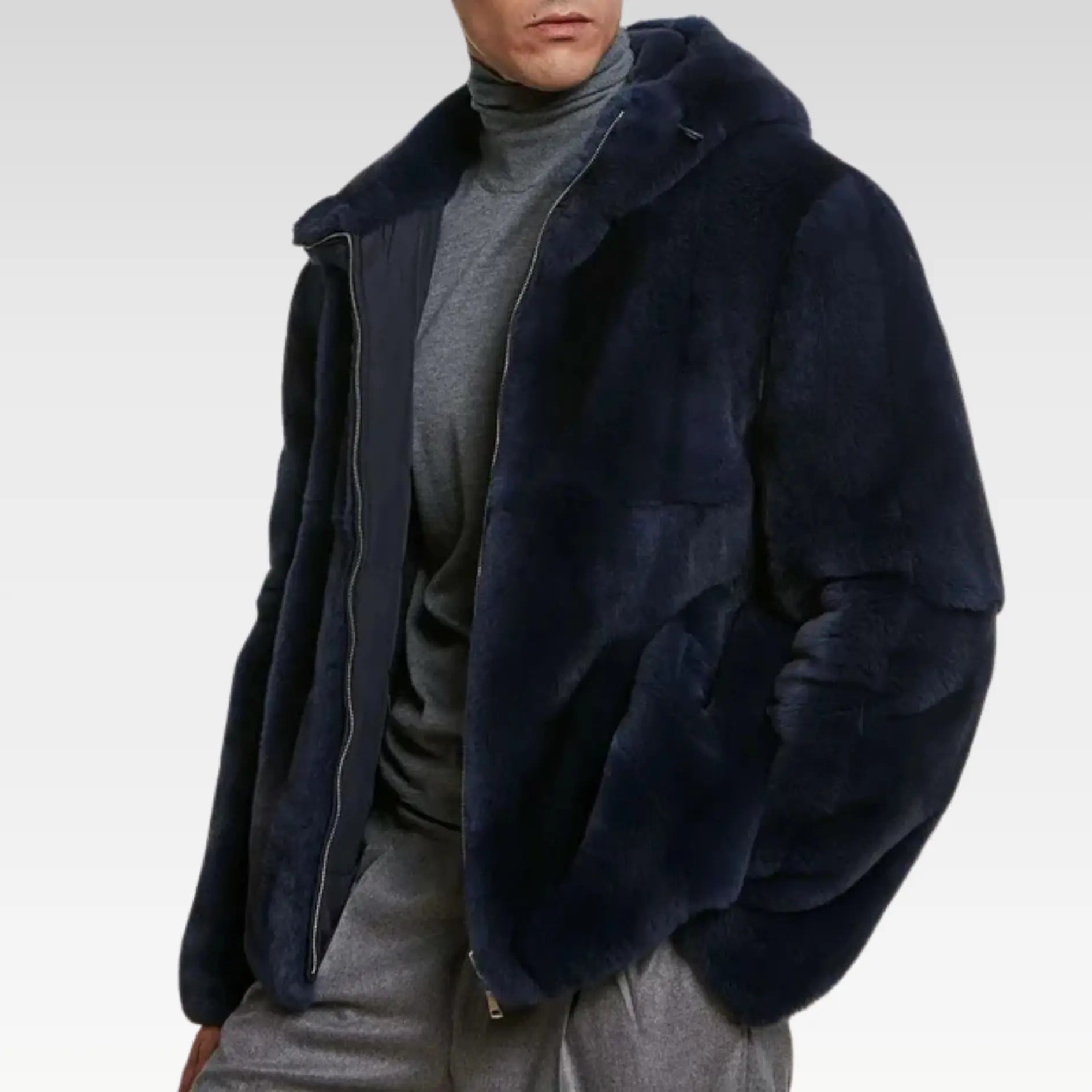 Blue fur jacket mens