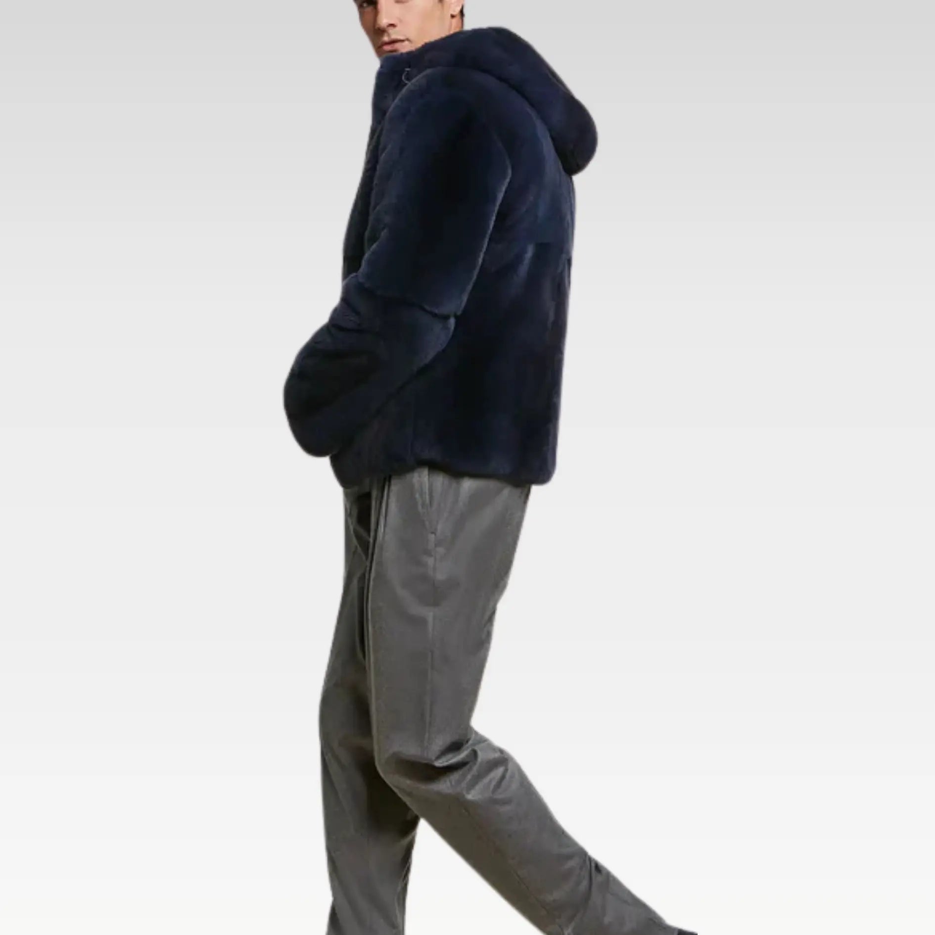 Blue fur jacket mens