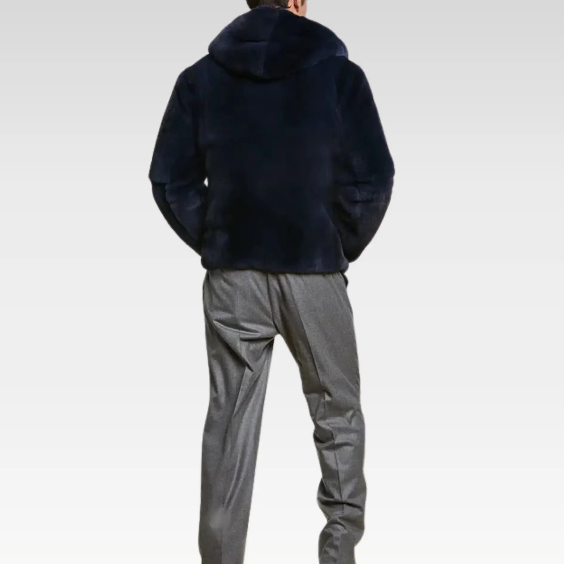 Blue fur jacket mens