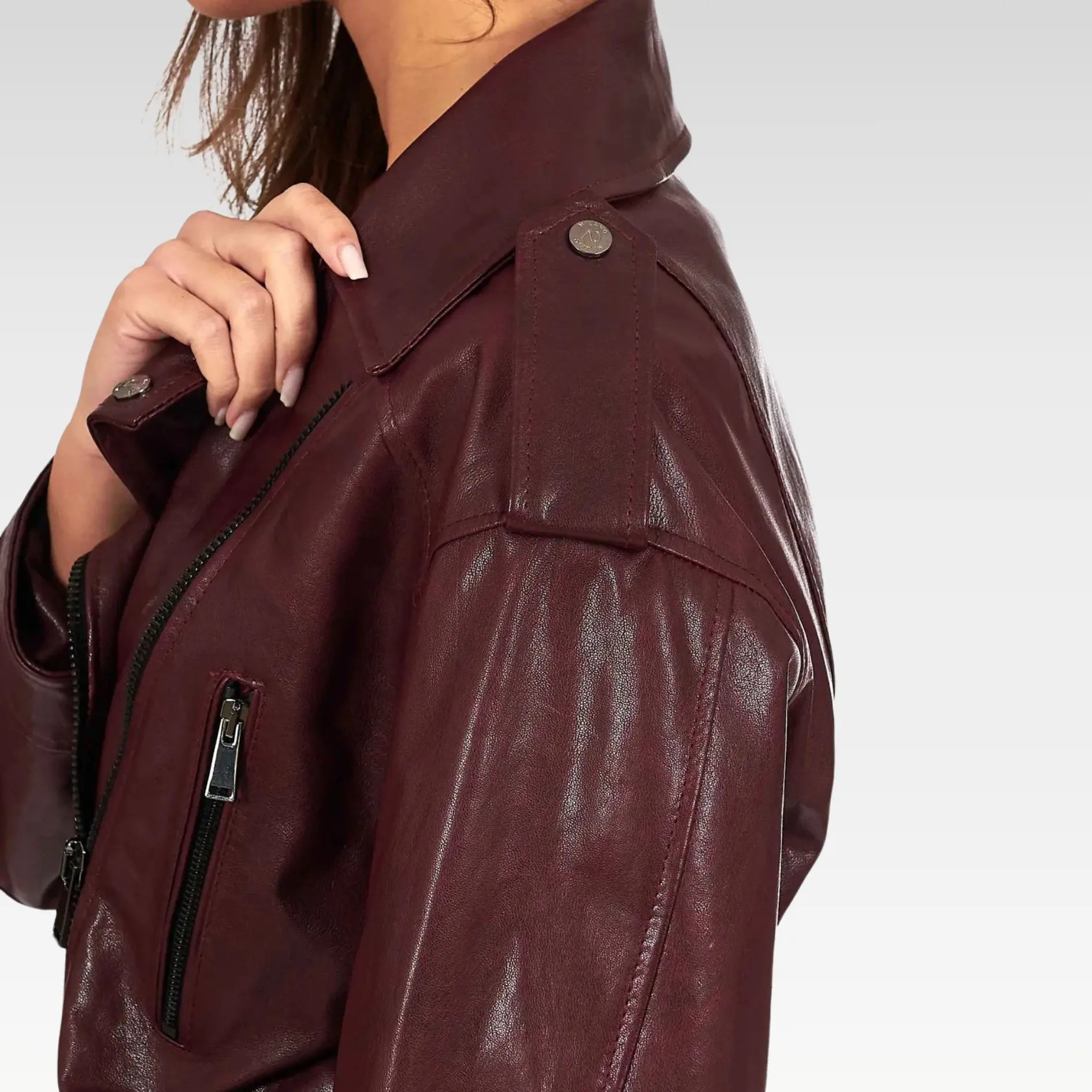 Bordeaux Leather Biker Jacket