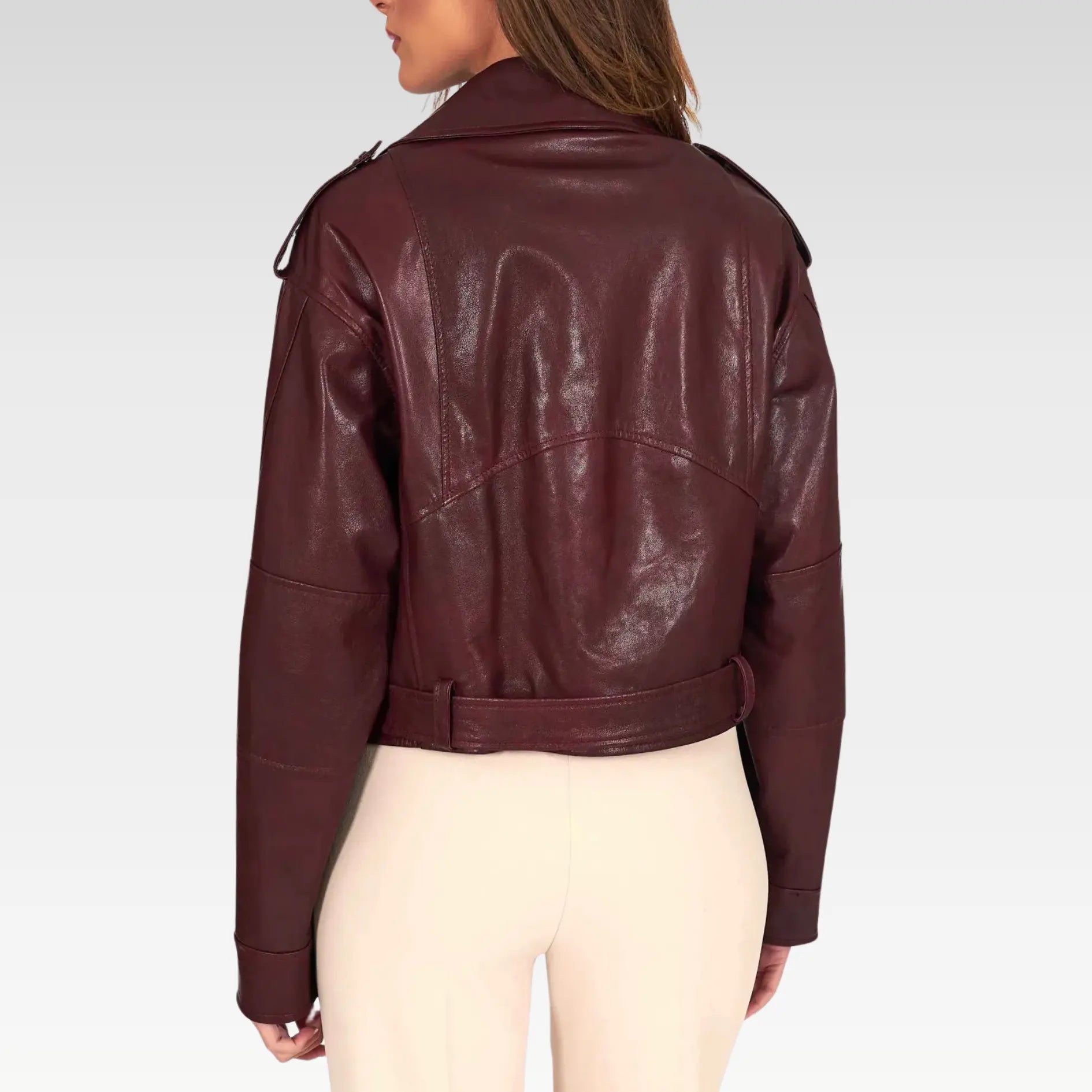Bordeaux Leather Biker Jacket