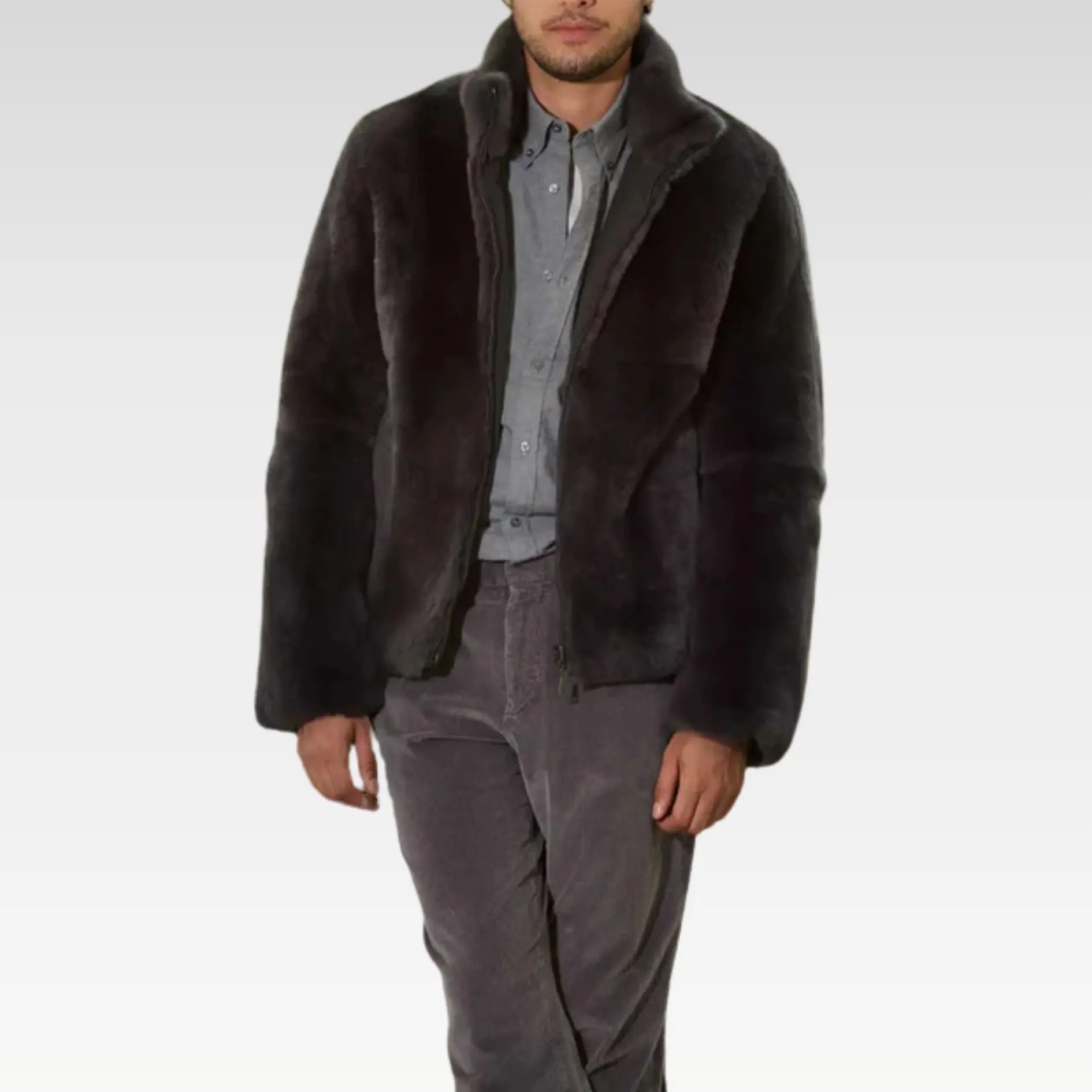 Brown fur jacket men