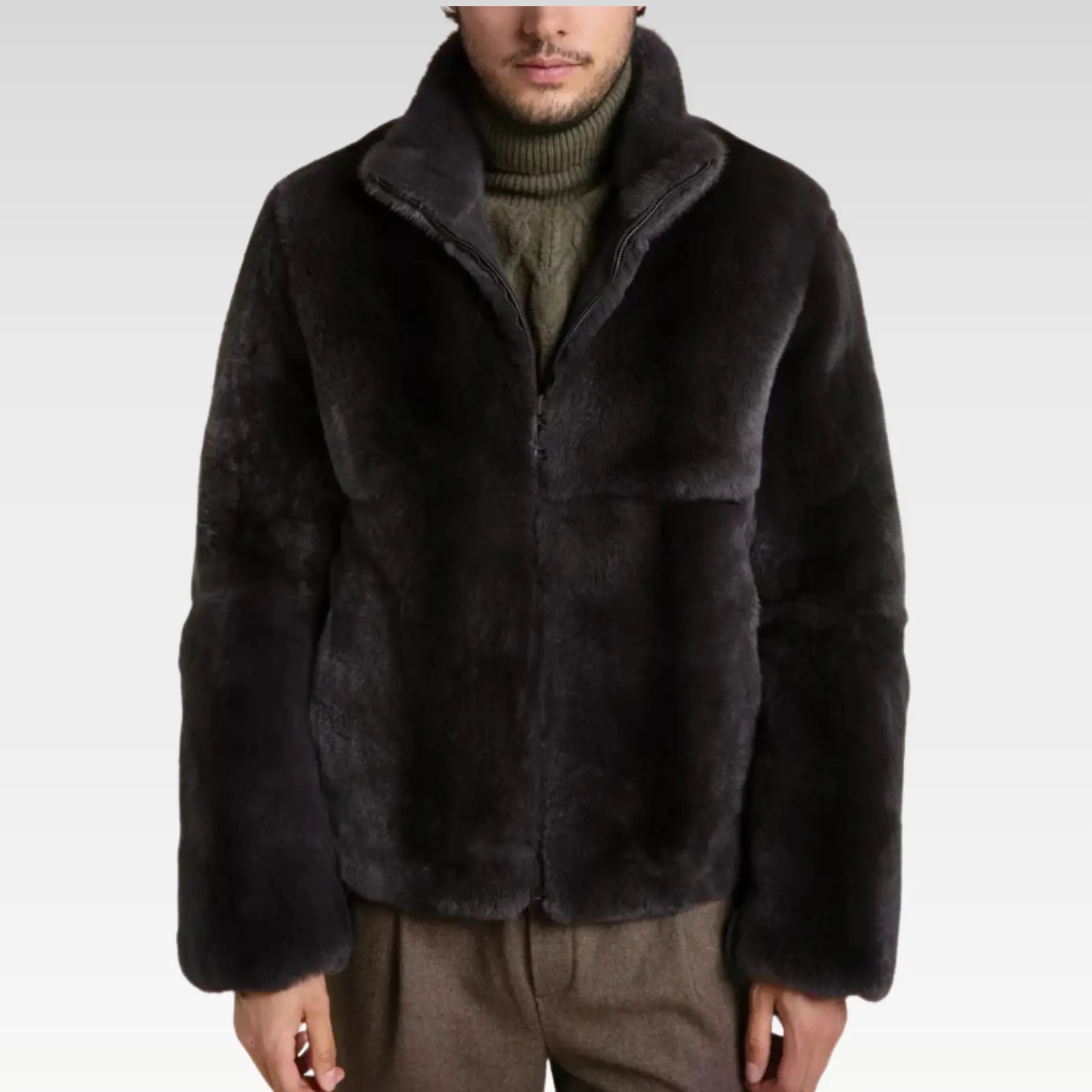 Brown fur jacket men