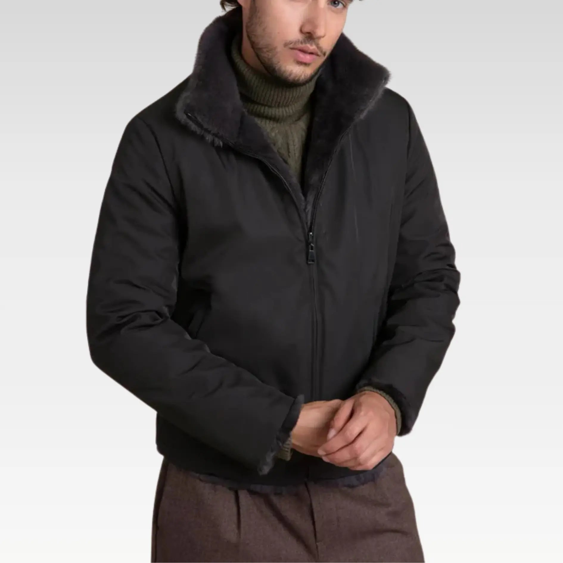 Brown fur jacket men