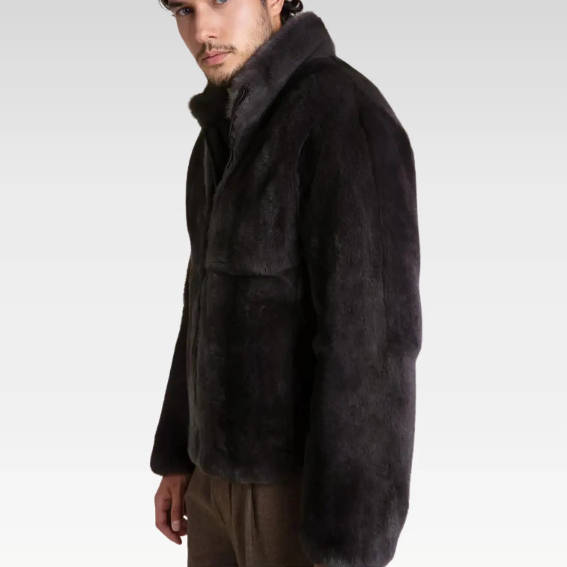 Brown fur jacket men