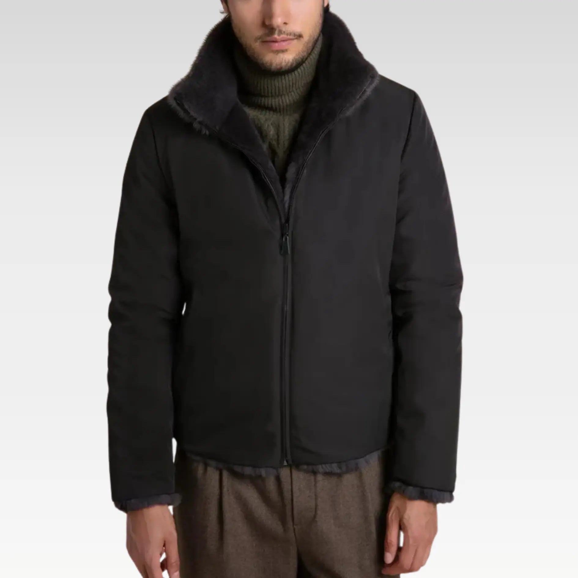 Brown fur jacket men