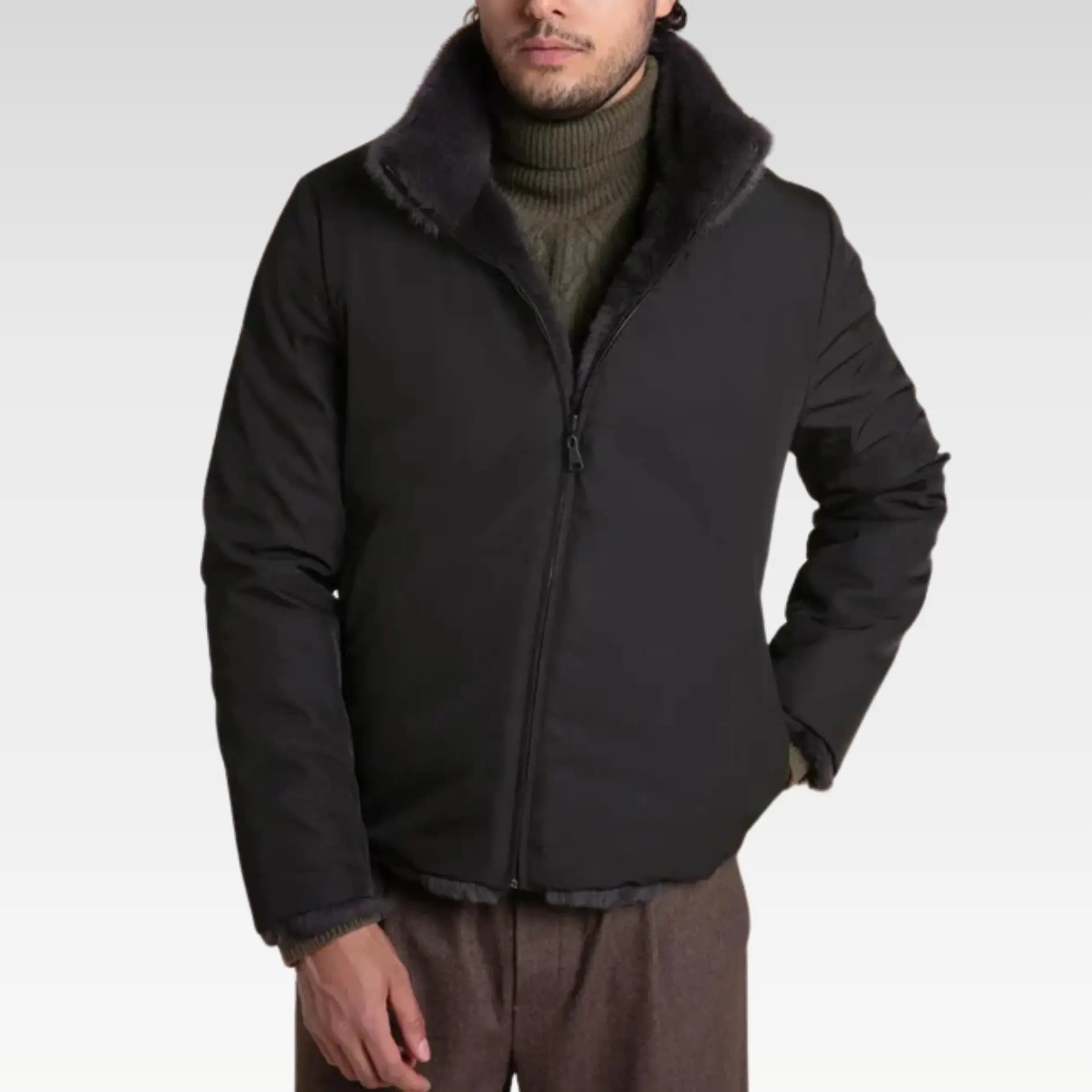 Brown fur jacket men