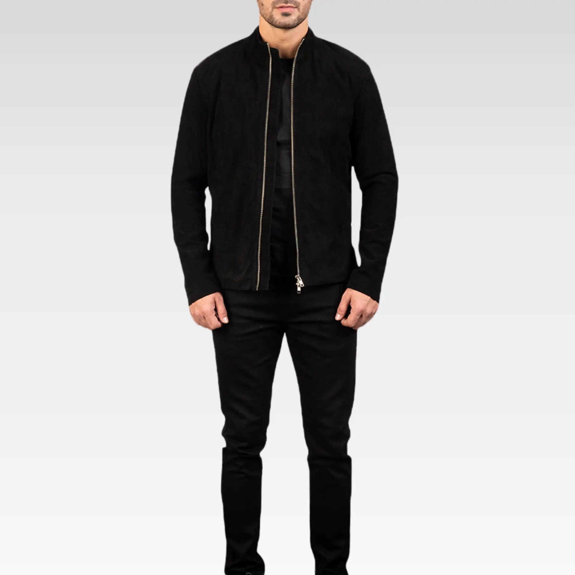 Charcoal Black Suede Biker Jacket