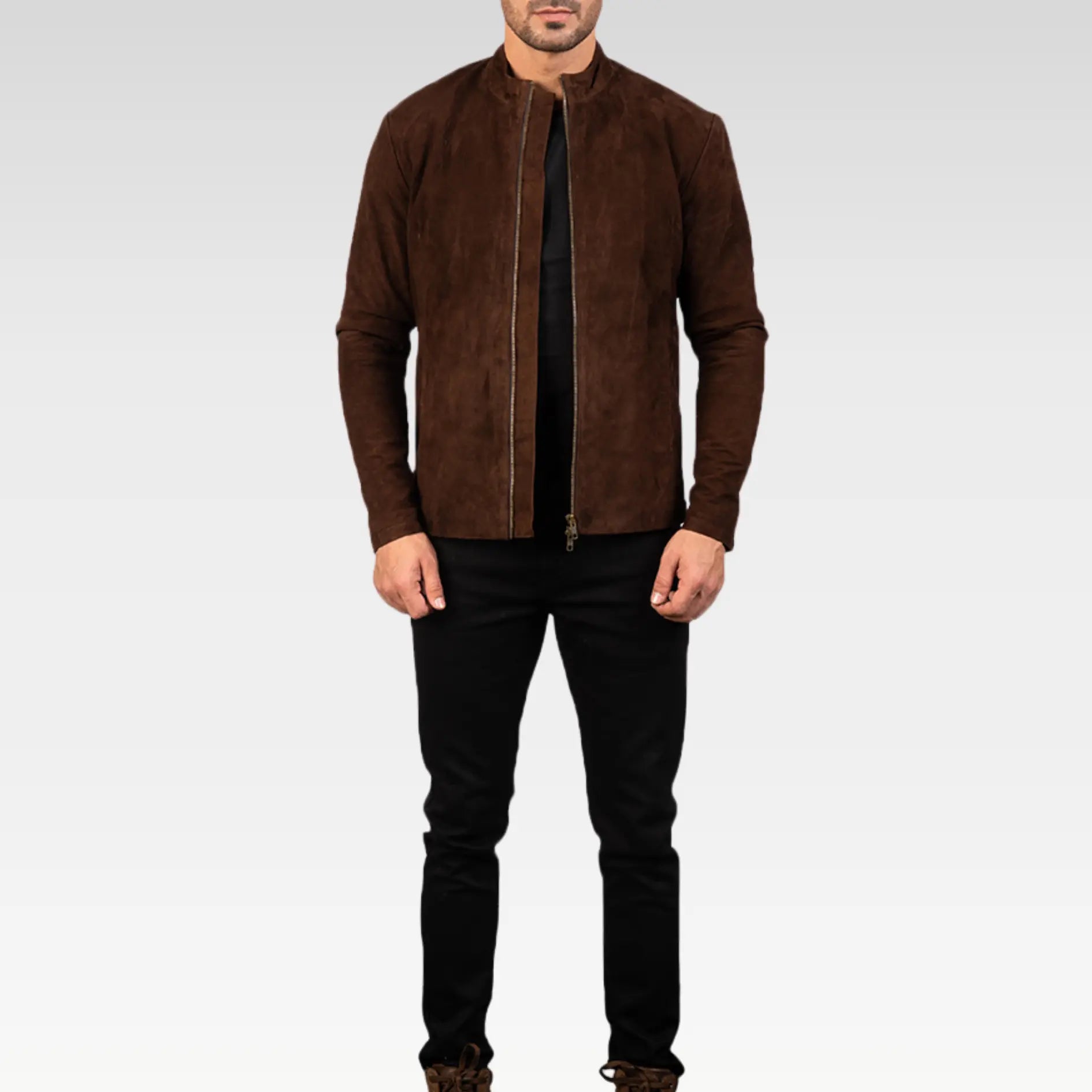 Charcoal Black Suede Biker Jacket