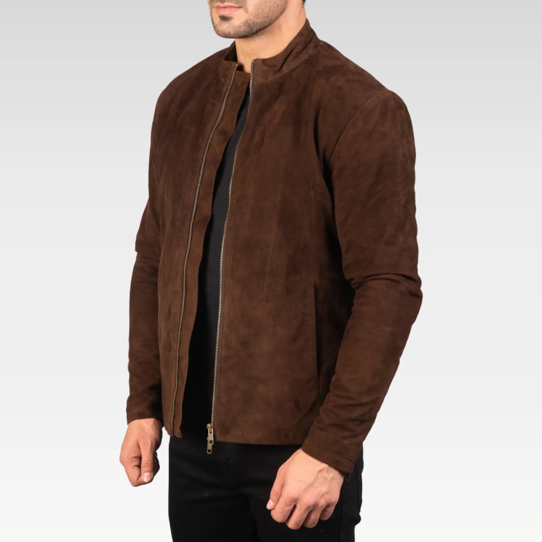 Charcoal Black Suede Biker Jacket