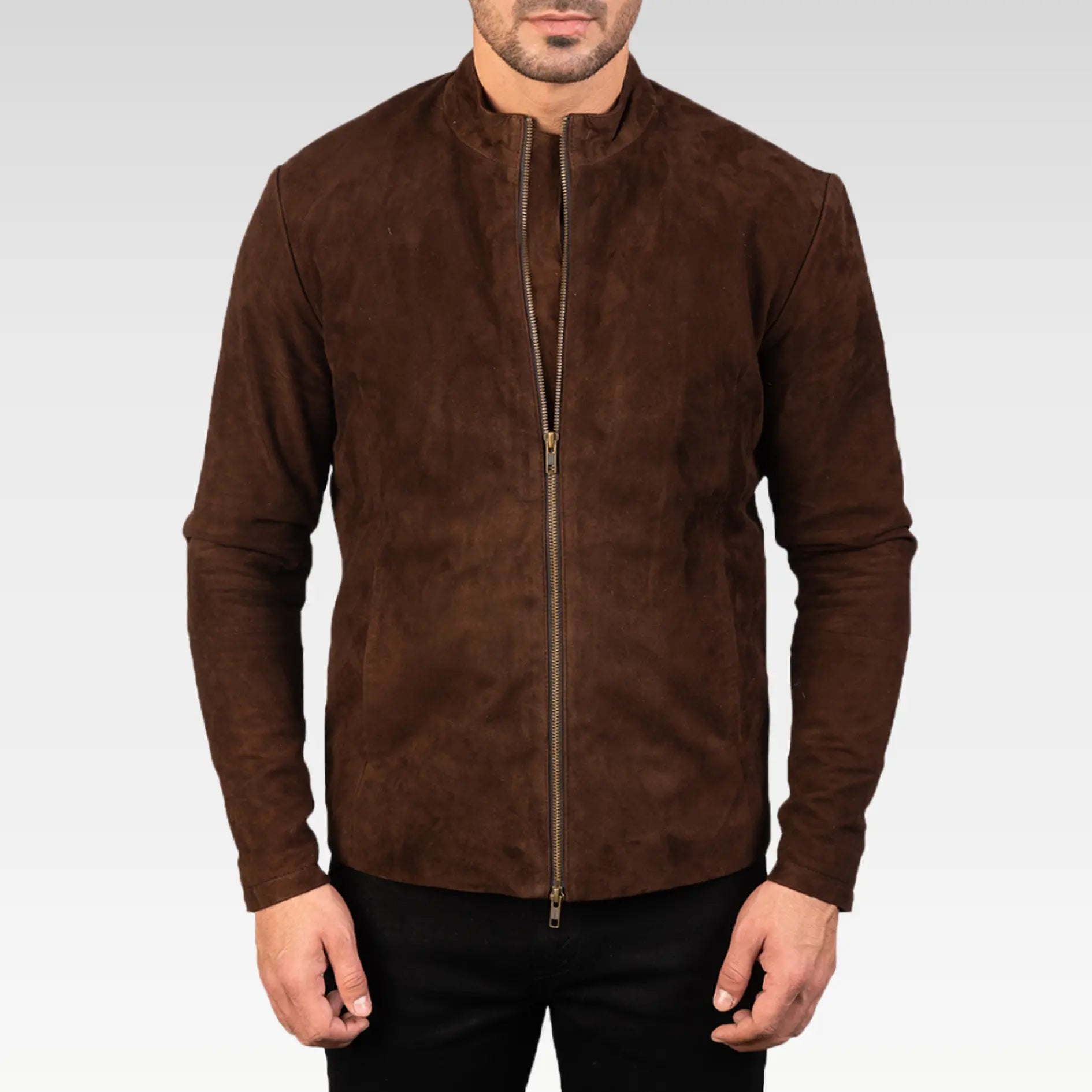 Charcoal Black Suede Biker Jacket