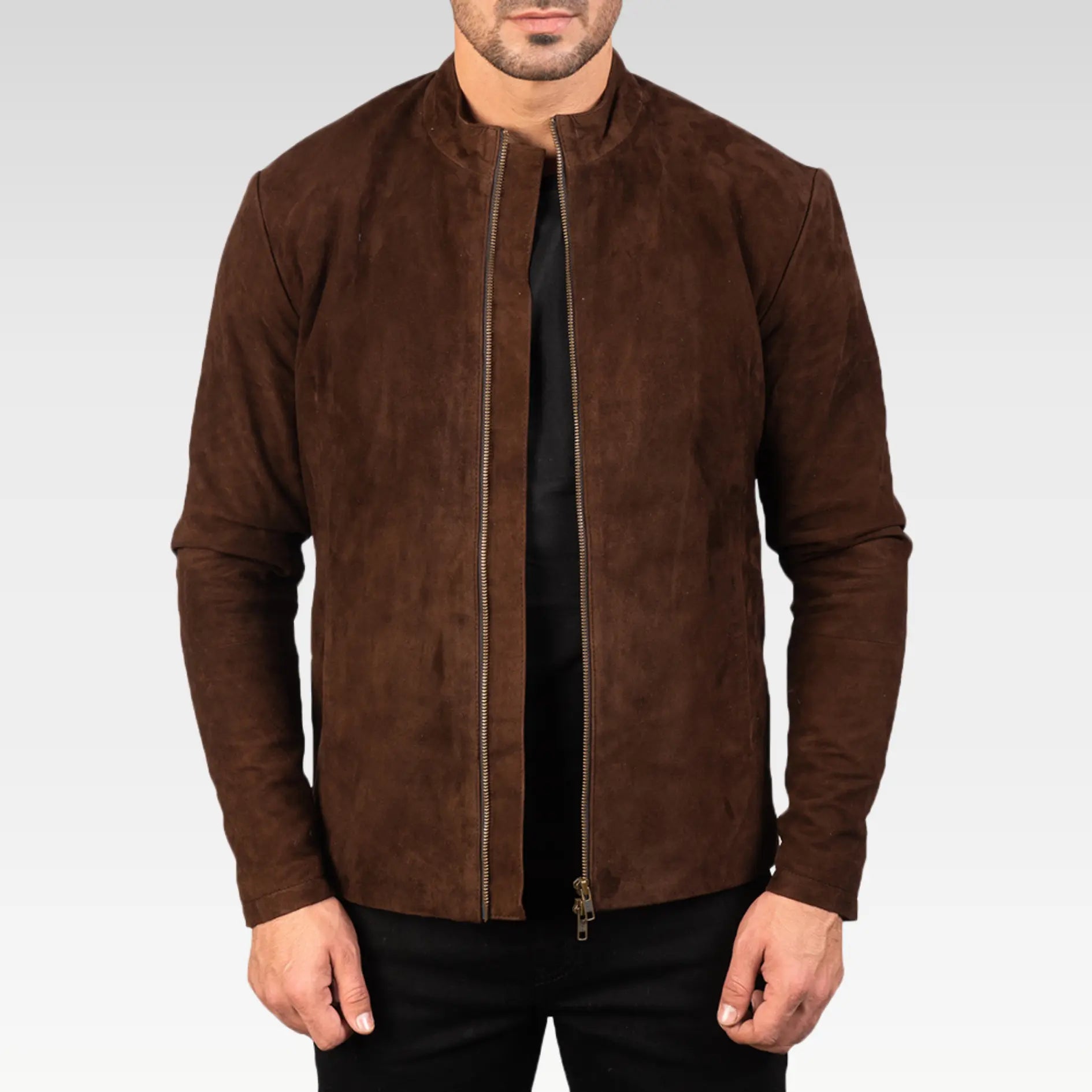 Charcoal Black Suede Biker Jacket