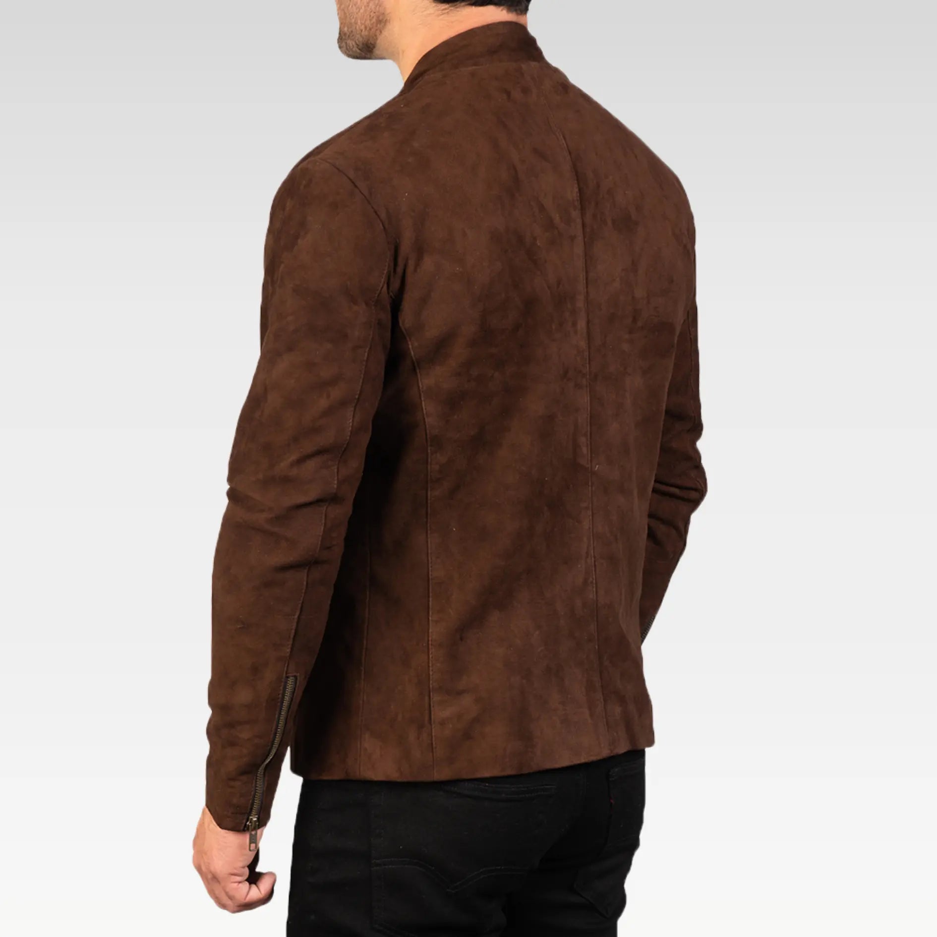 Charcoal Black Suede Biker Jacket