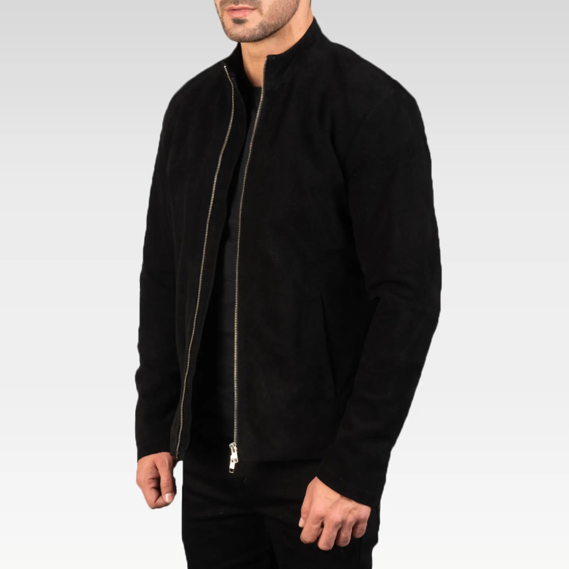 Charcoal Black Suede Biker Jacket