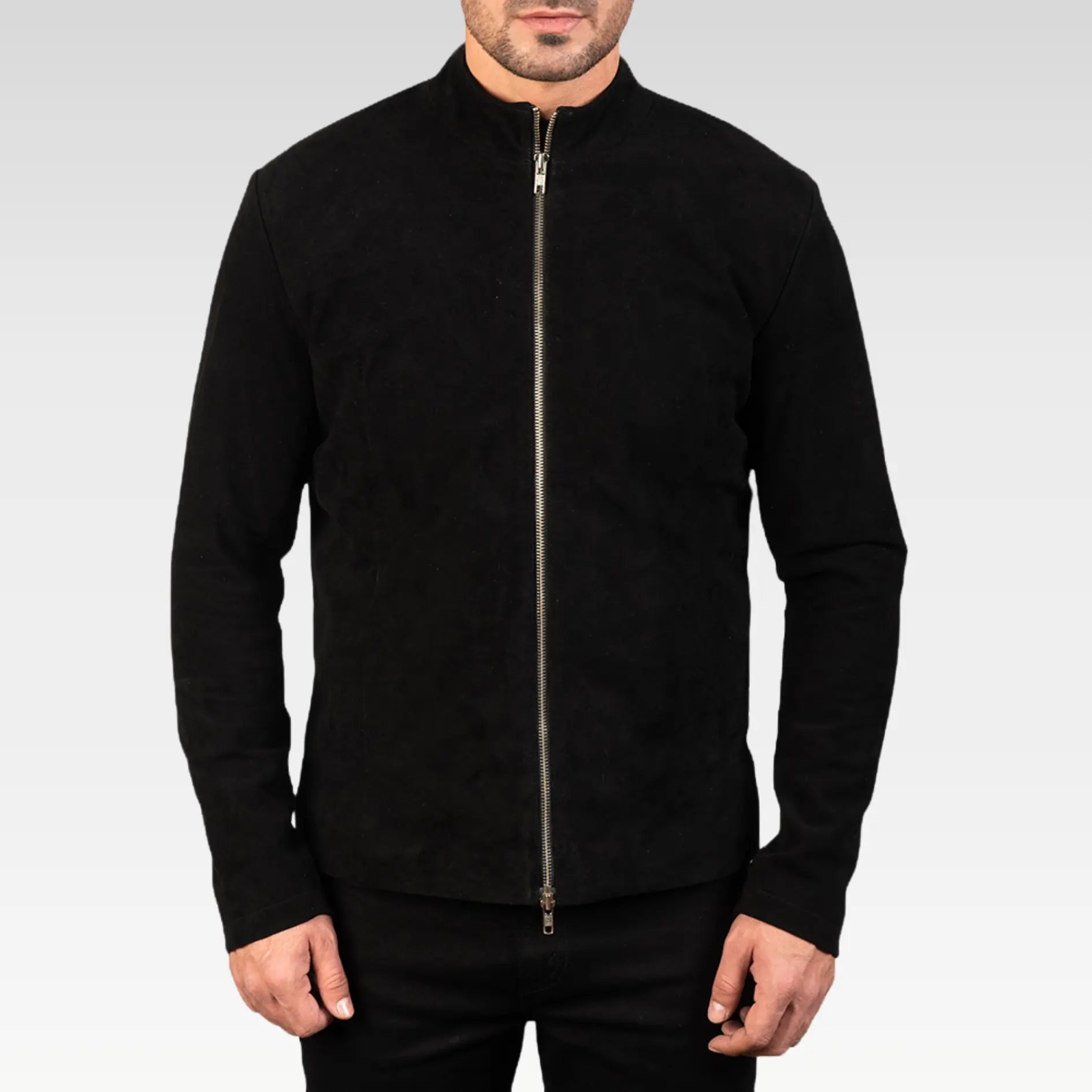 Charcoal Black Suede Biker Jacket