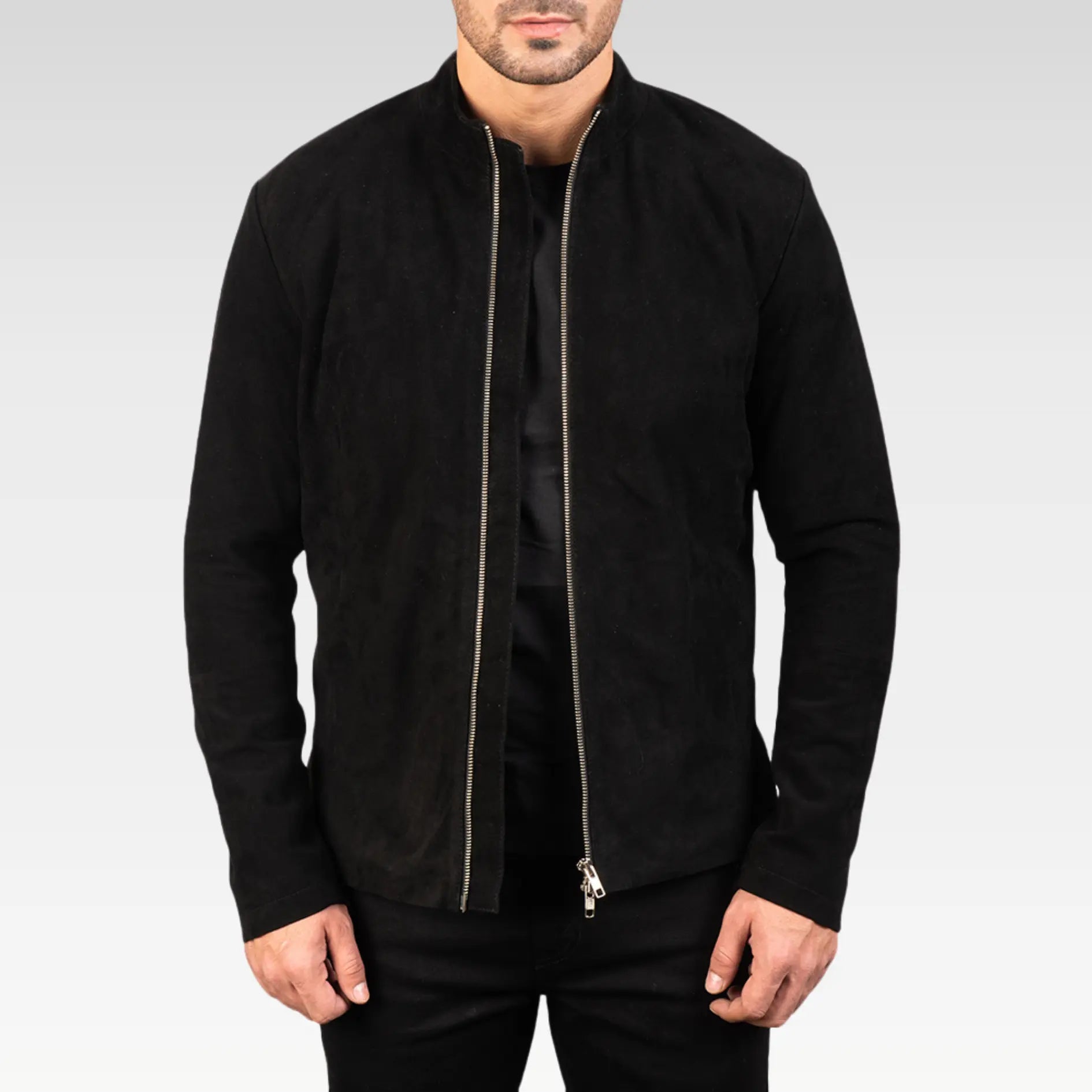 Charcoal Black Suede Biker Jacket