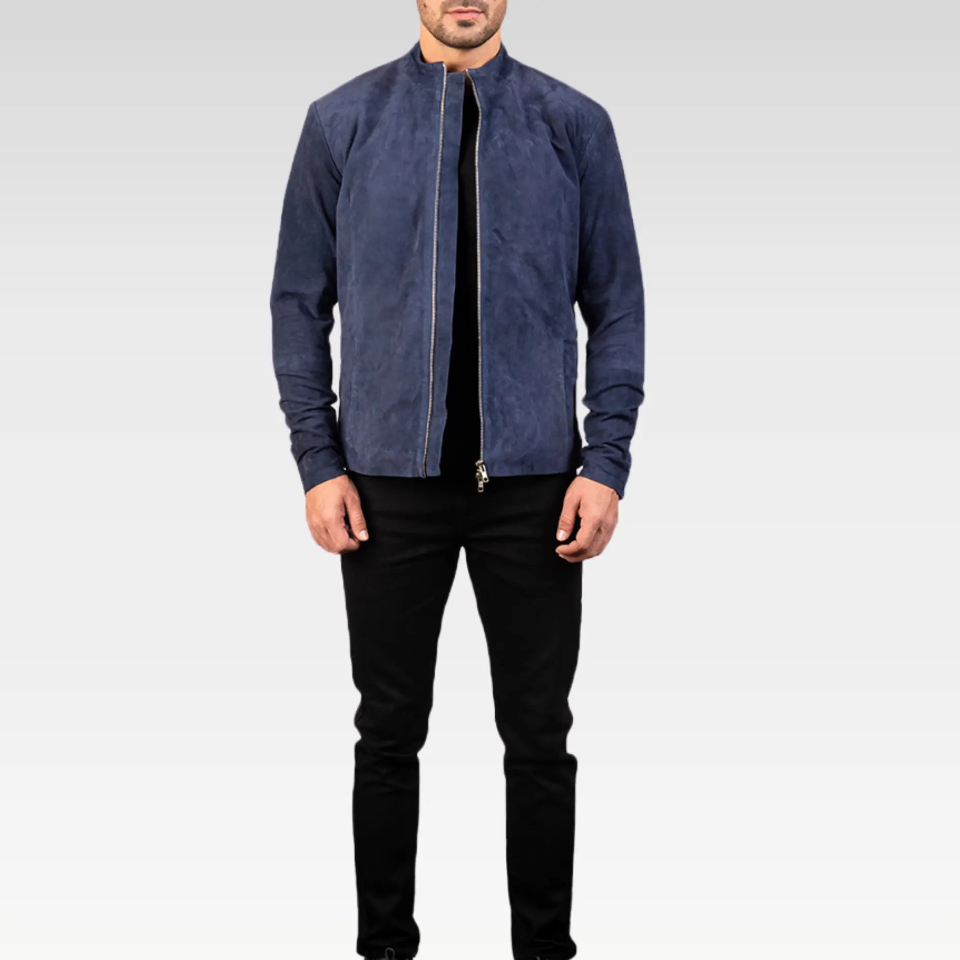 Charcoal Black Suede Biker Jacket