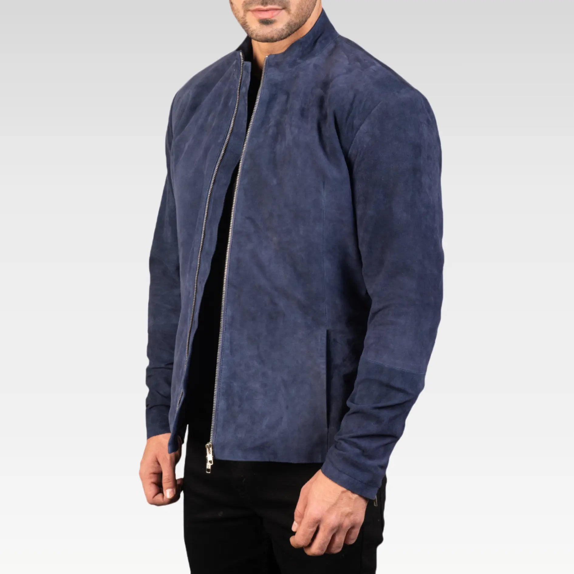 Charcoal Black Suede Biker Jacket