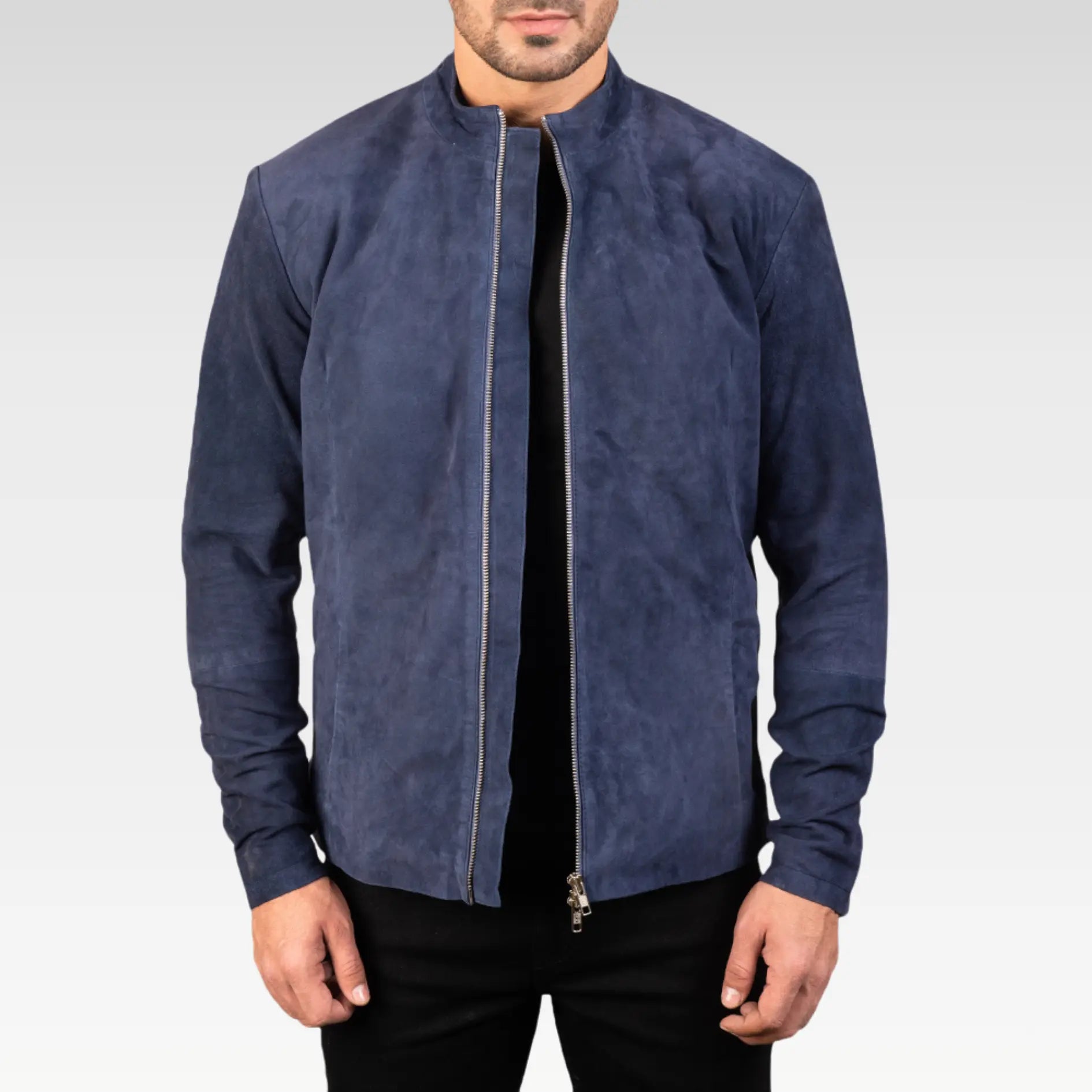 Charcoal Black Suede Biker Jacket