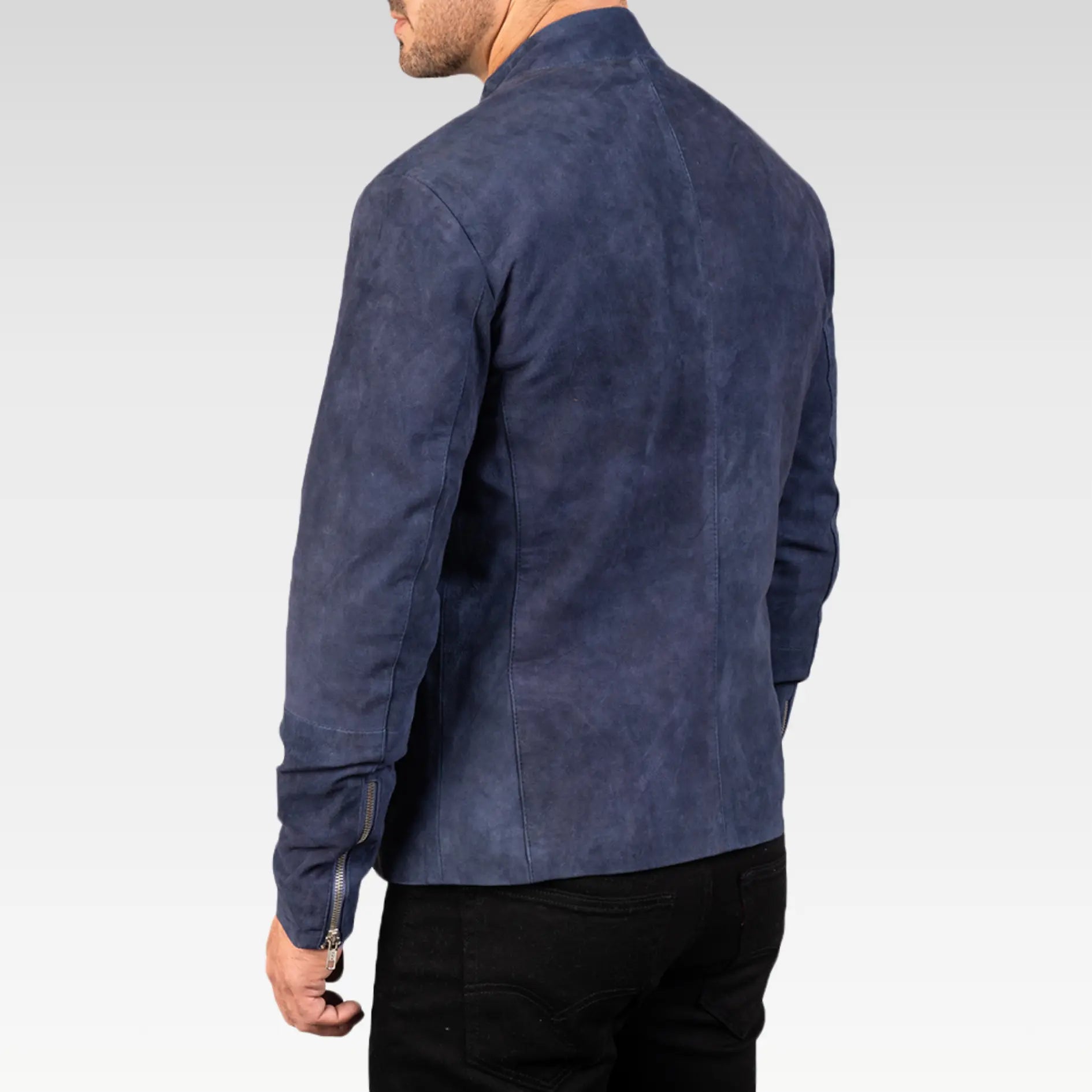 Charcoal Black Suede Biker Jacket