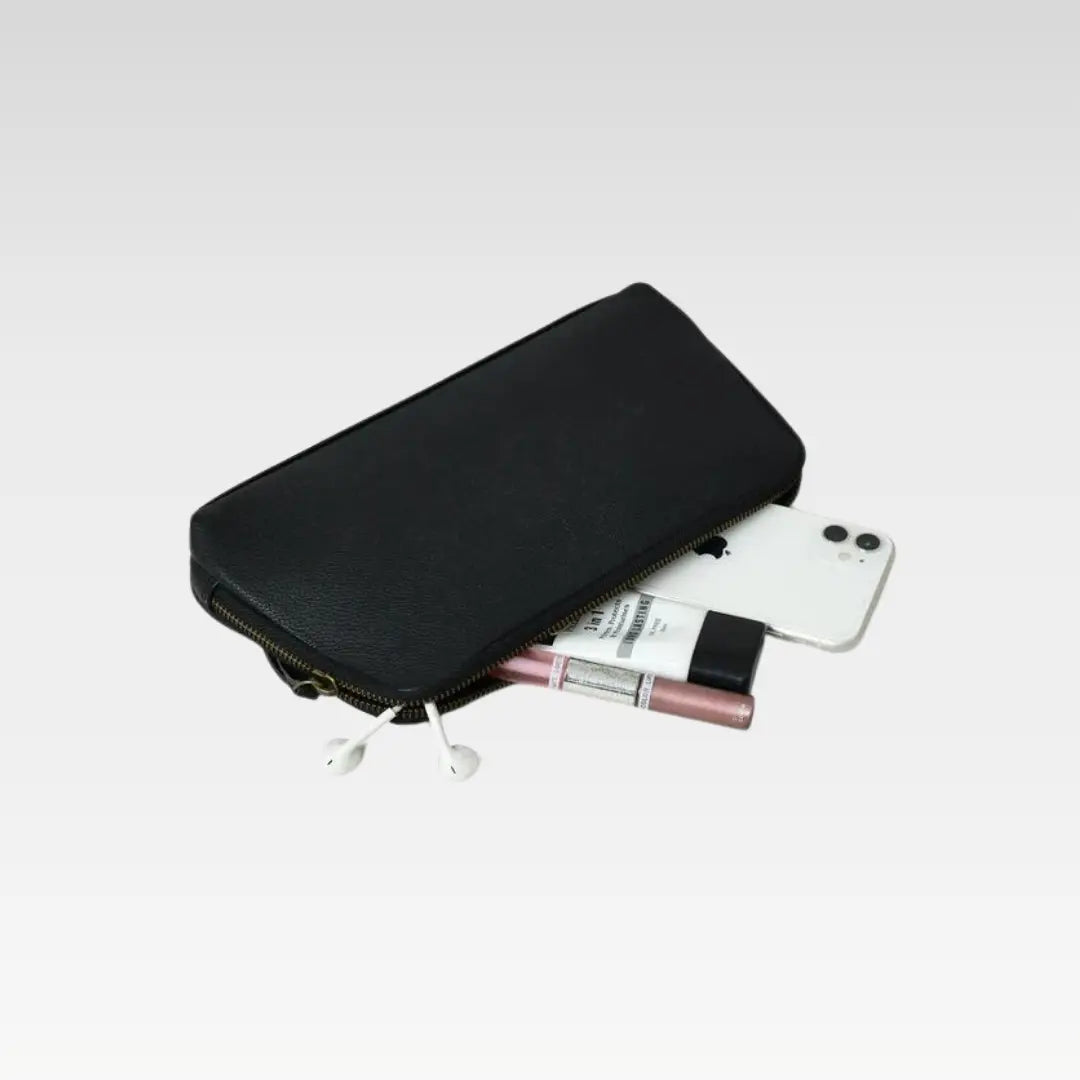 Classic Black Leather Clutch