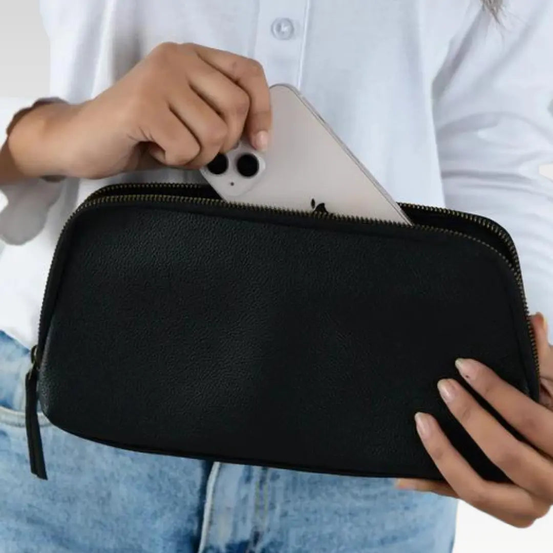 Classic Black Leather Clutch