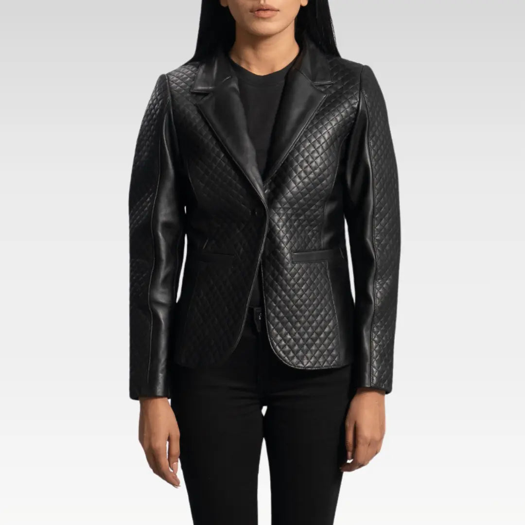 Cora Quilted BLACK Leather Blazer