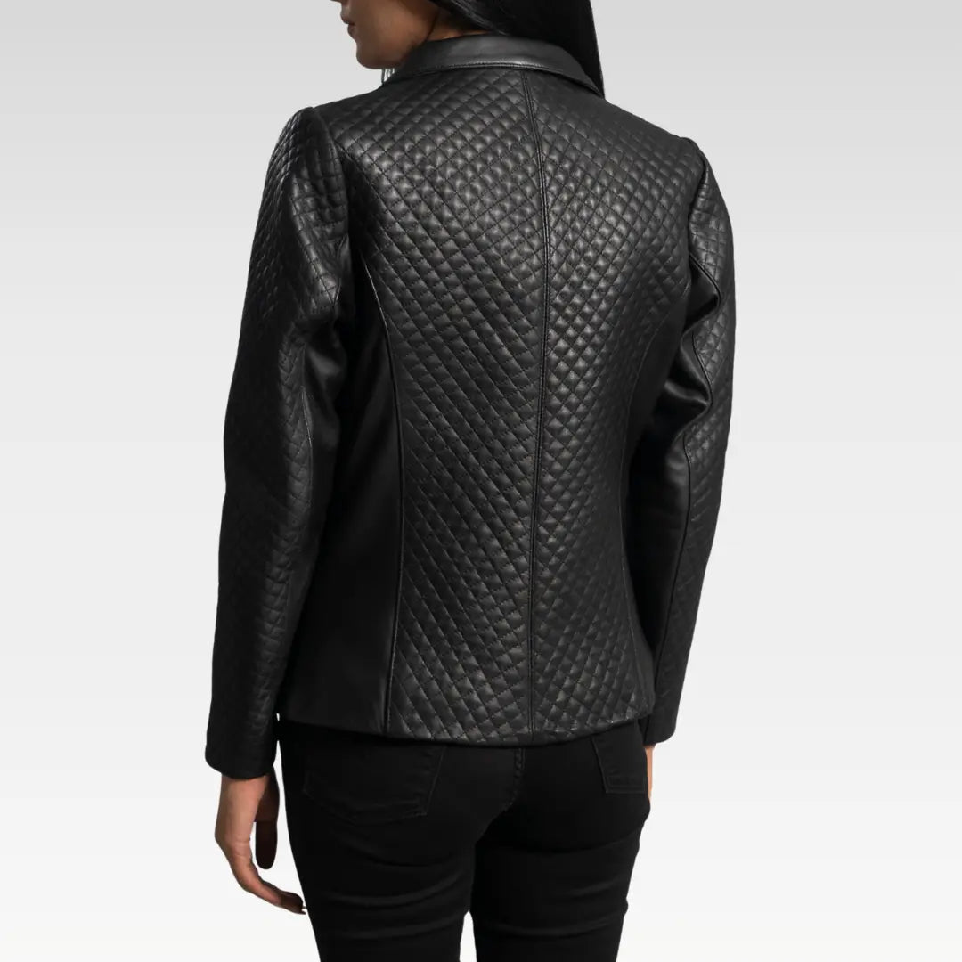 Cora Quilted BLACK Leather Blazer