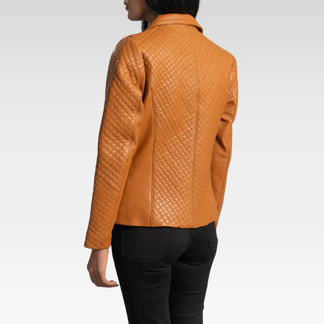 Cora Quilted Brown Leather Blazer