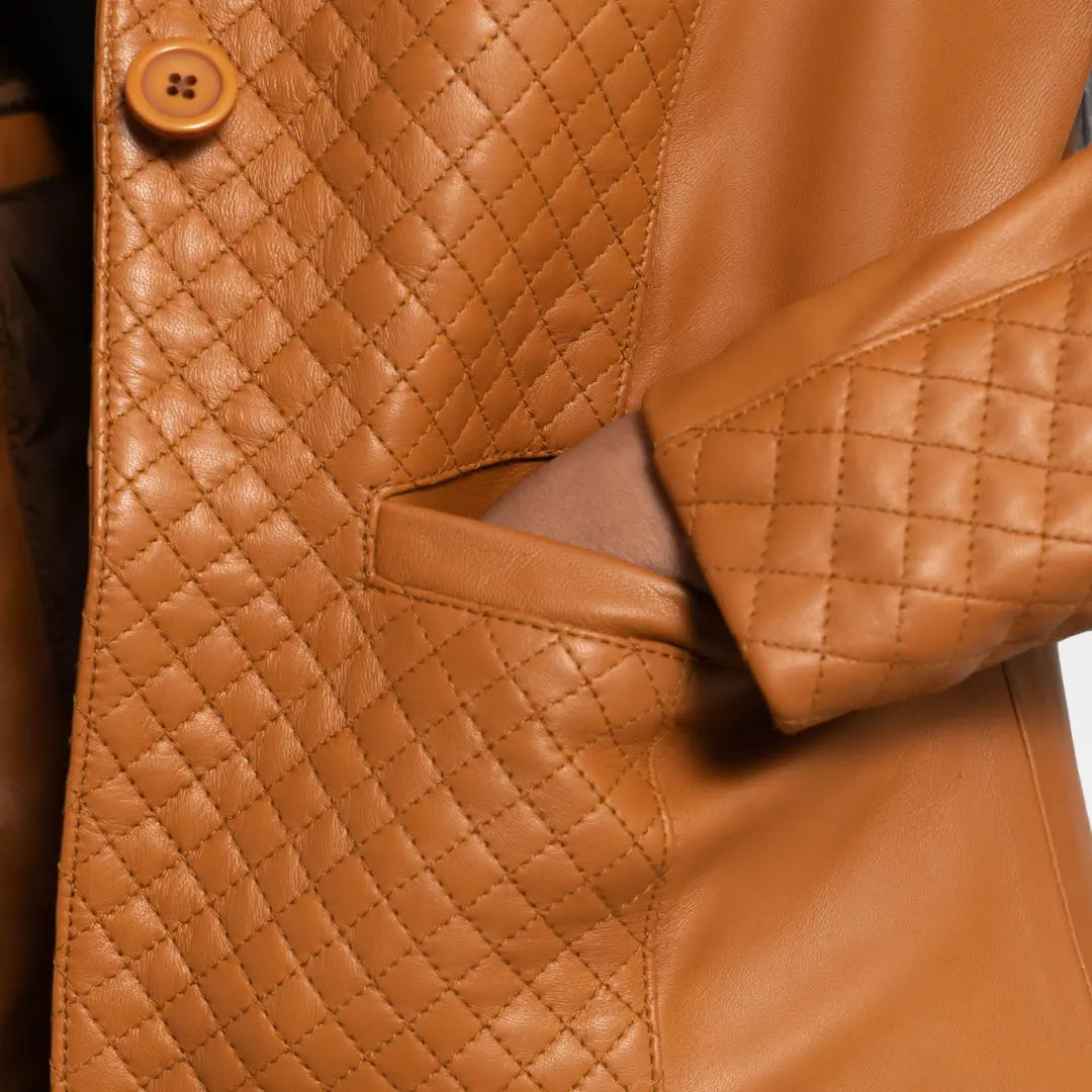 Cora Quilted Brown Leather Blazer