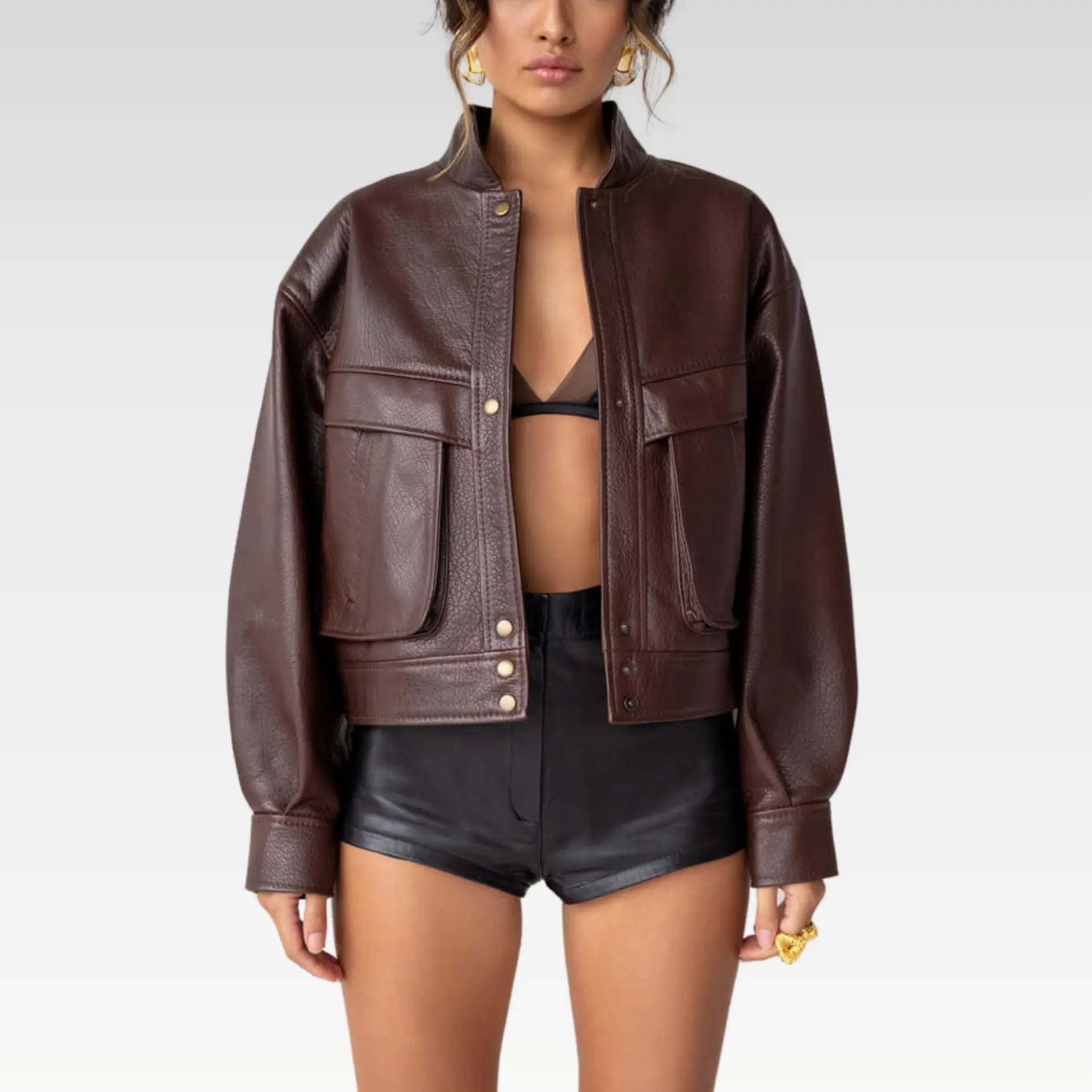 Dark Brown Oversized Utility Jacket