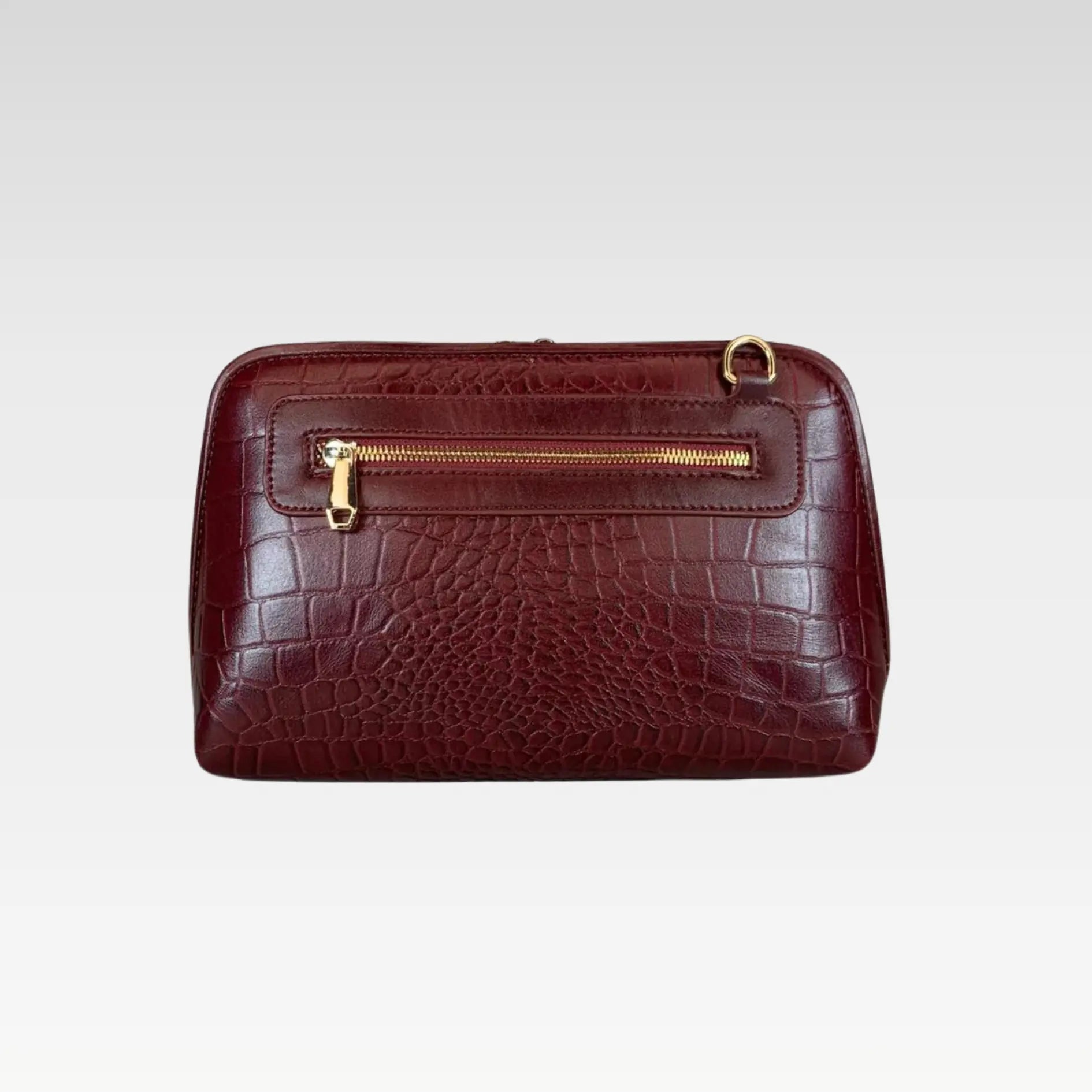 Dark Red Leather Clutch Bag