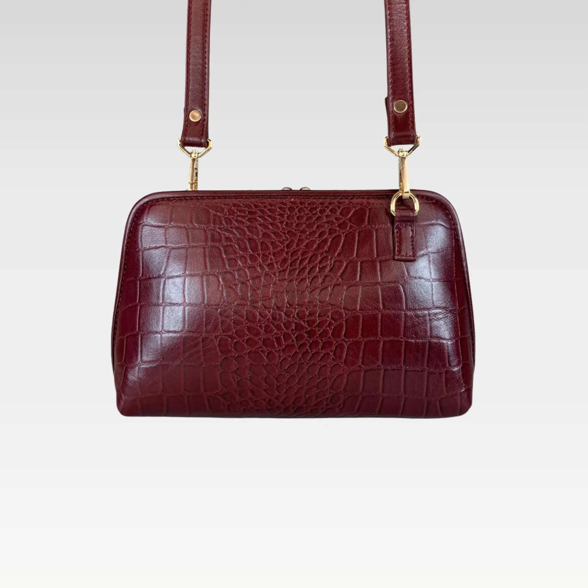 Dark Red Leather Clutch Bag