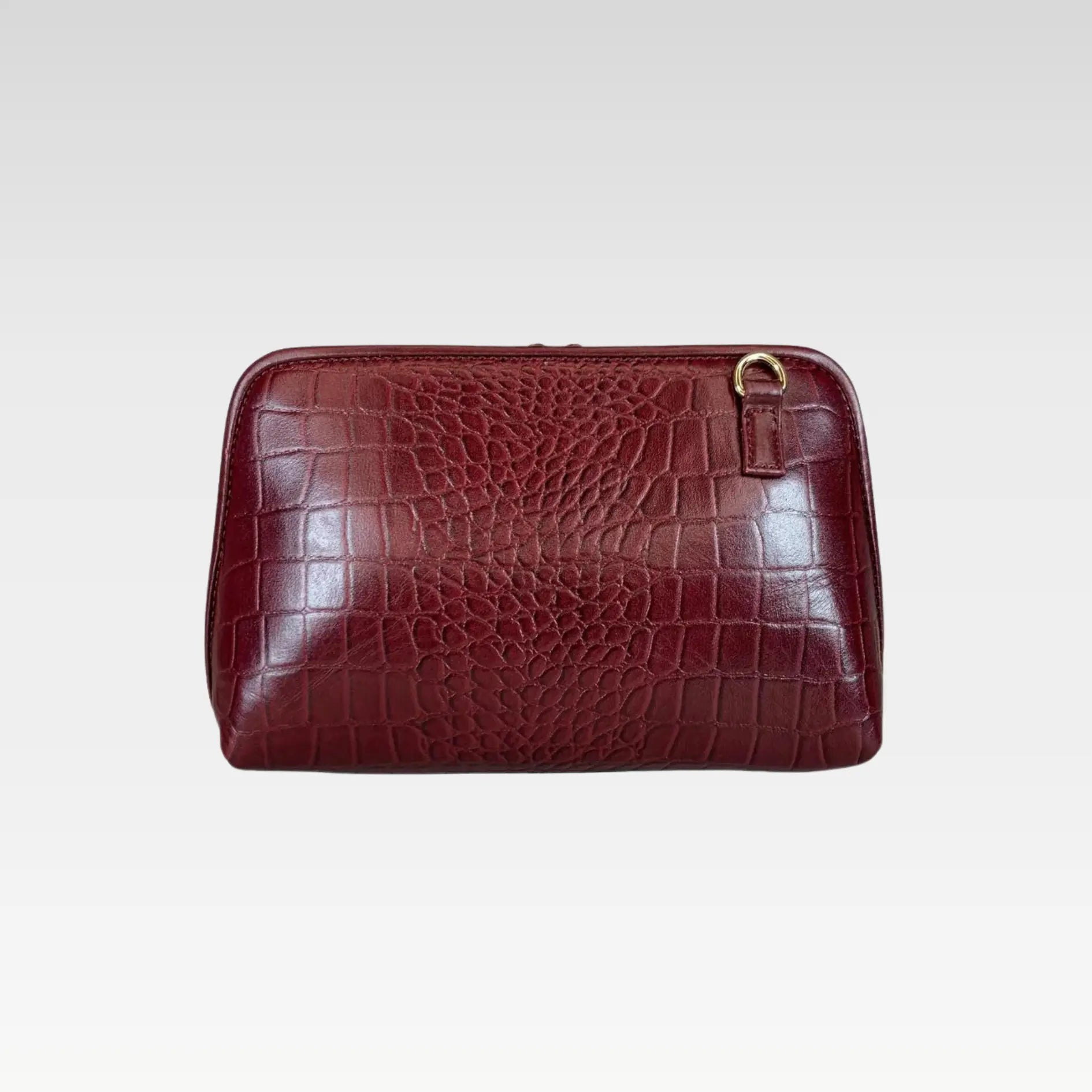 Dark Red Leather Clutch Bag