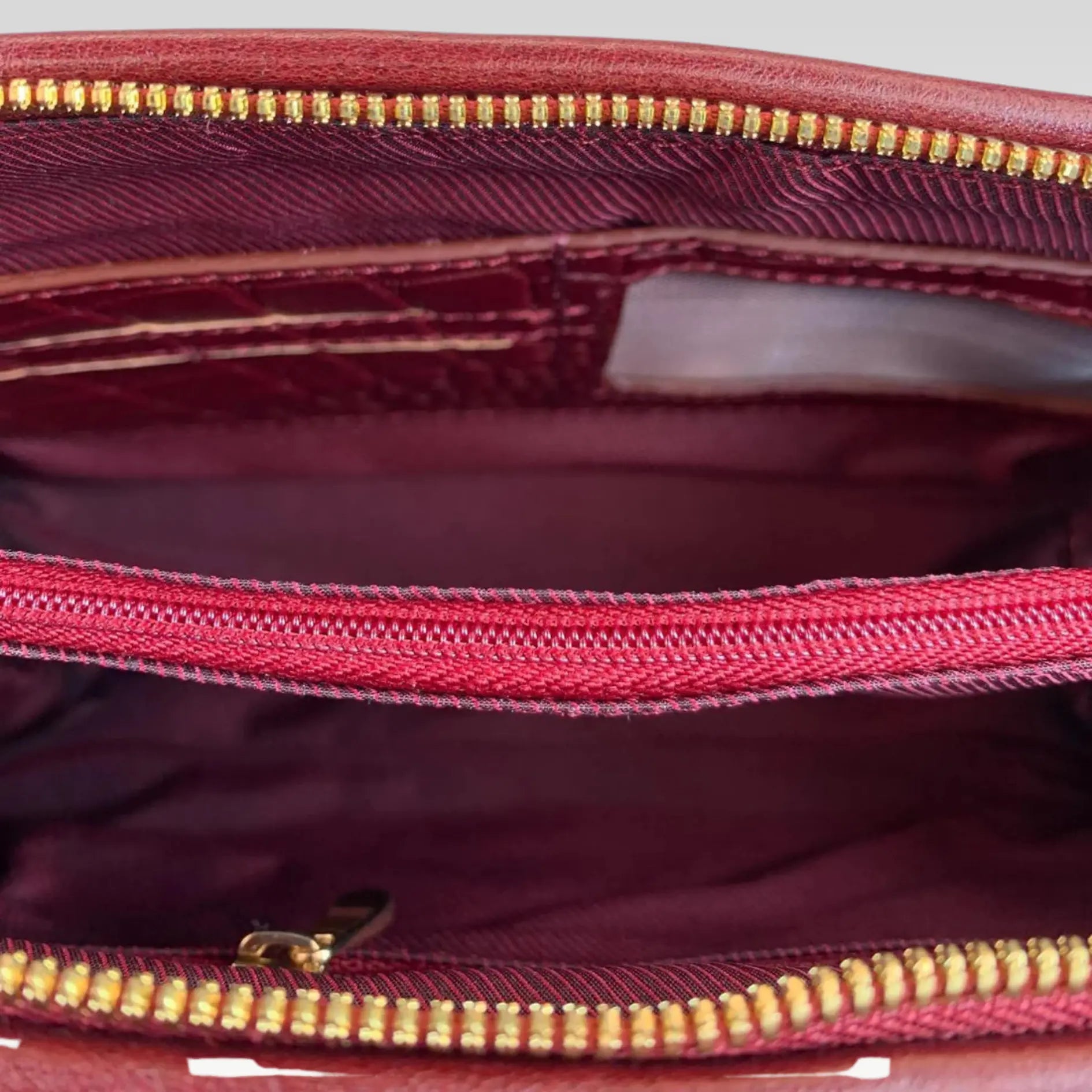Dark Red Leather Clutch Bag