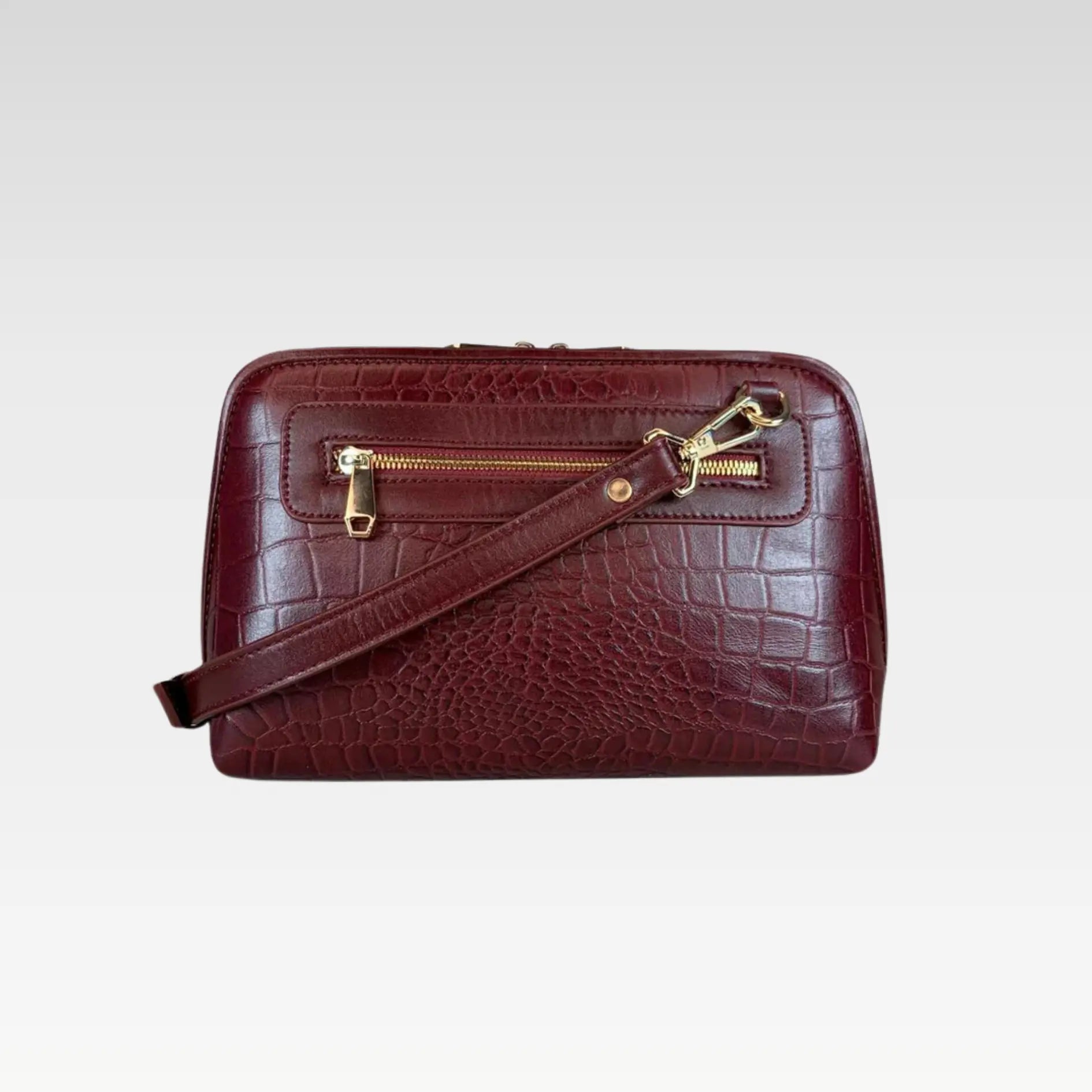 Dark Red Leather Clutch Bag