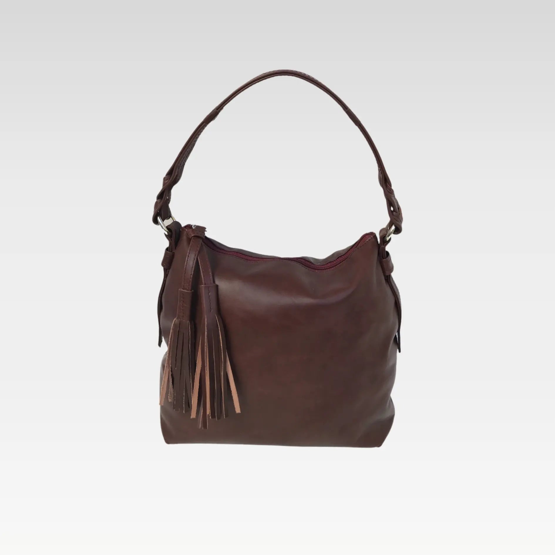 Dark Red Leather Shoulder Bag