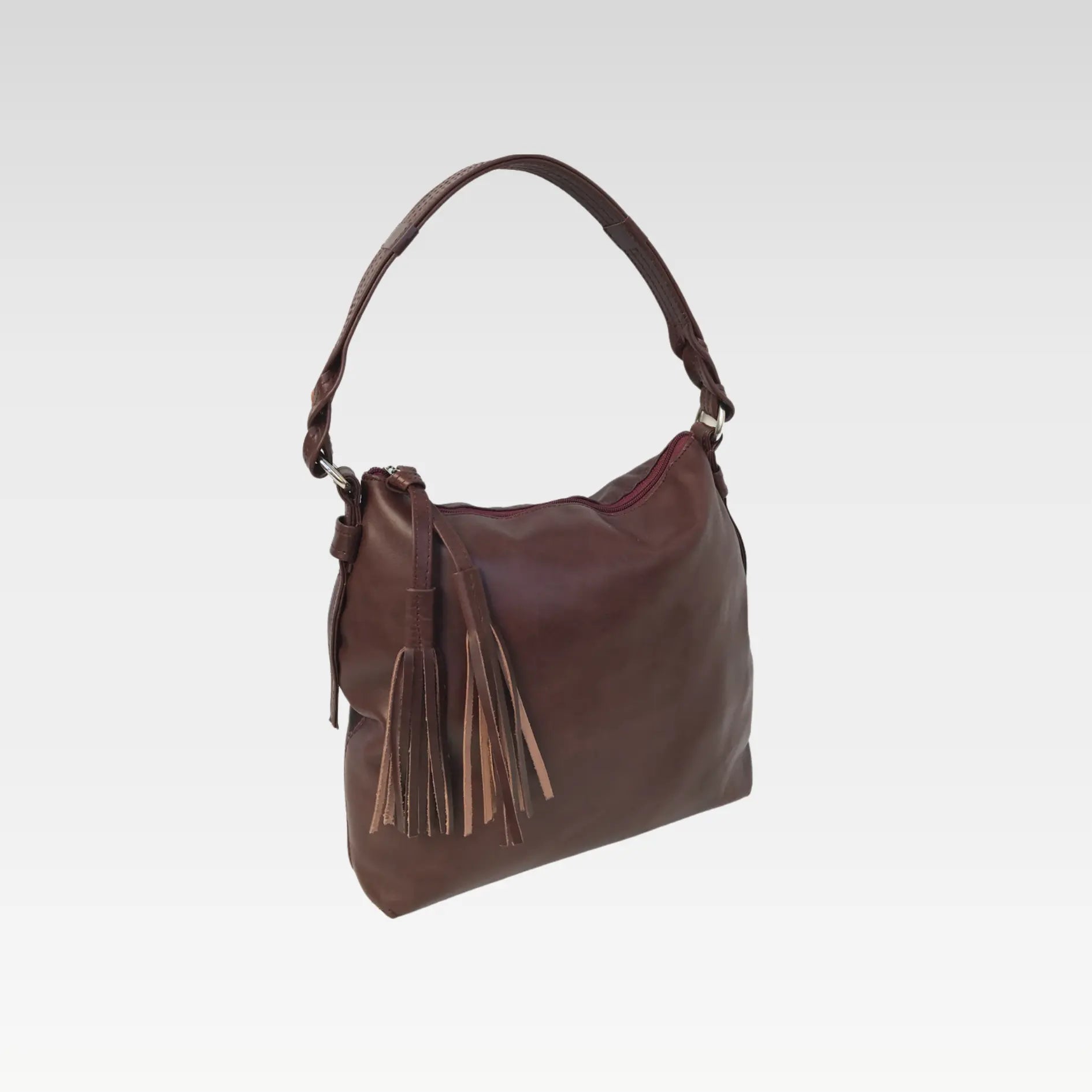 Dark Red Leather Shoulder Bag