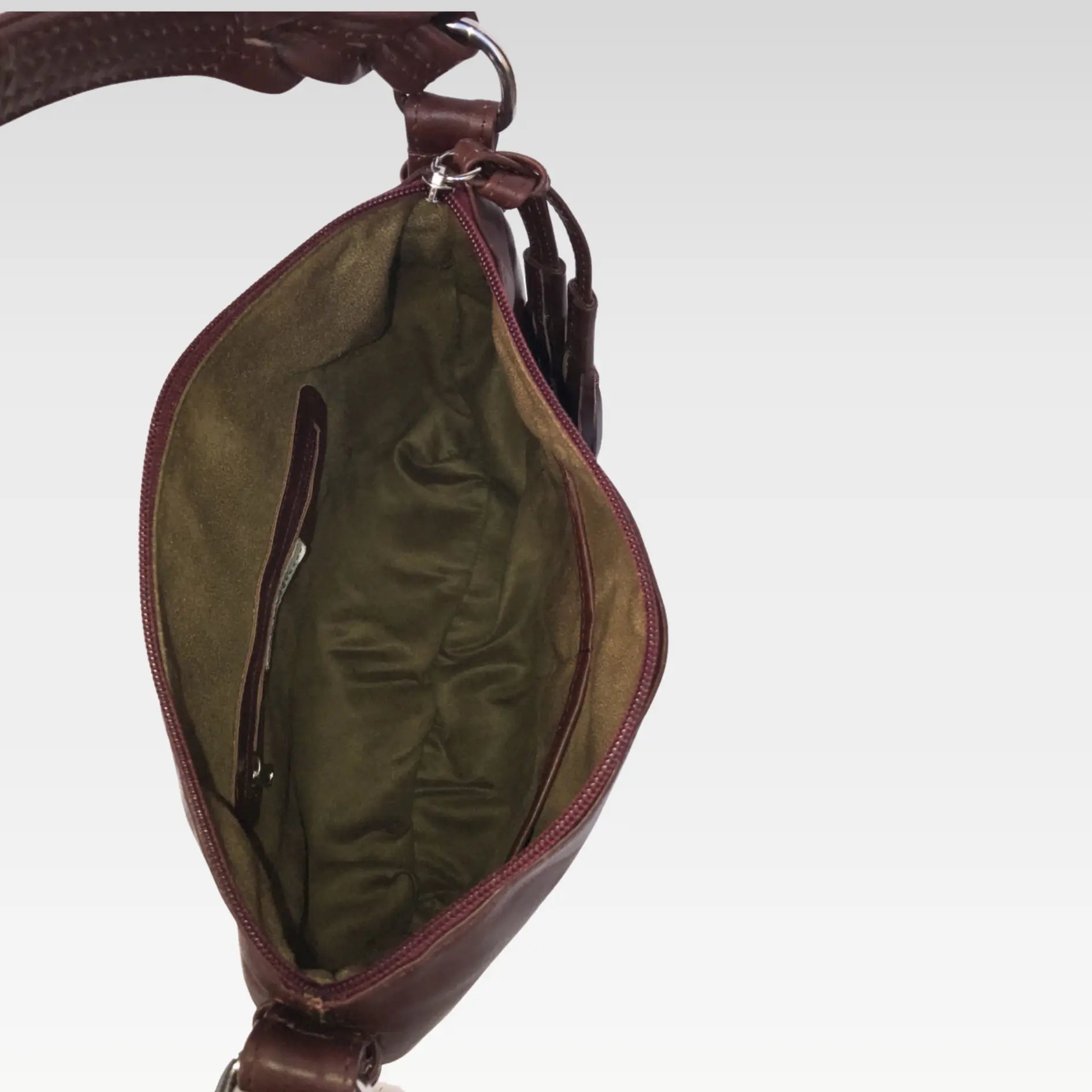 Dark Red Leather Shoulder Bag