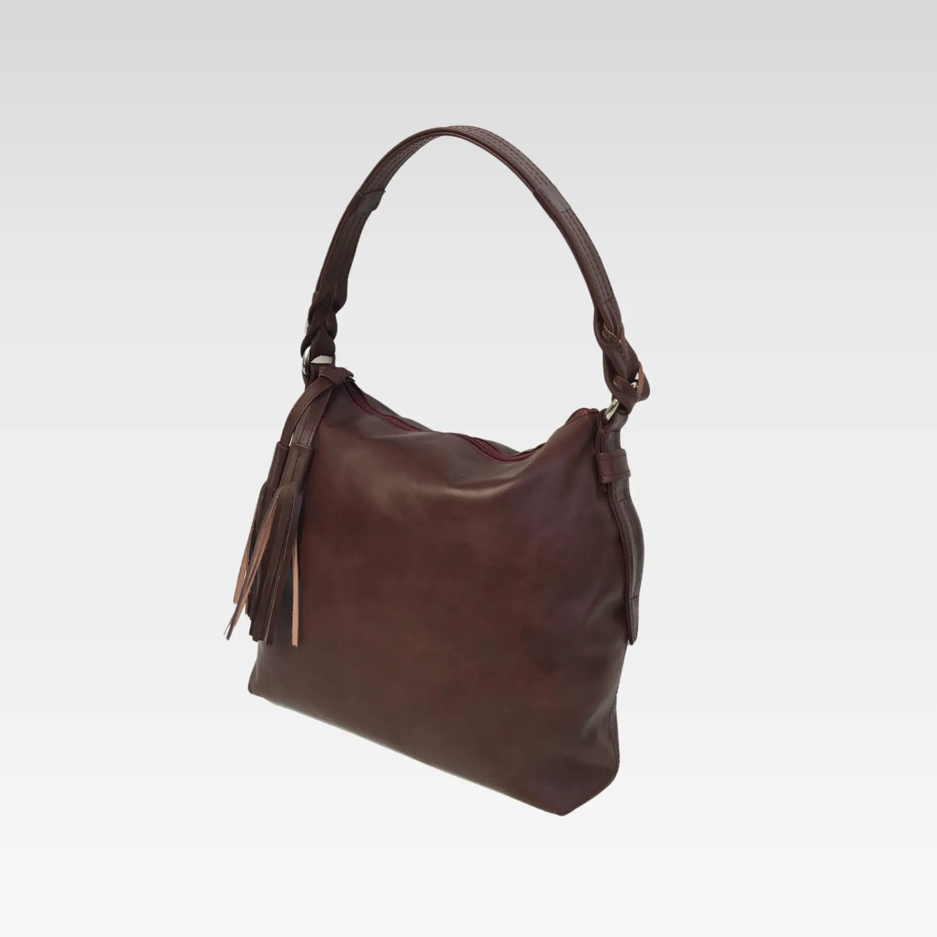 Dark Red Leather Shoulder Bag