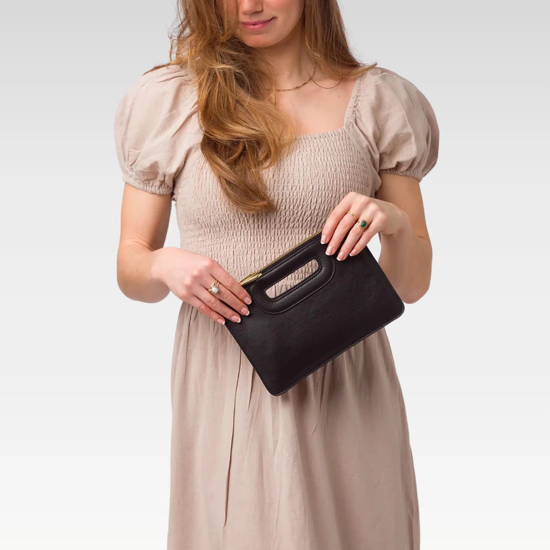 'Esher' Navy Leather Clutch Bag