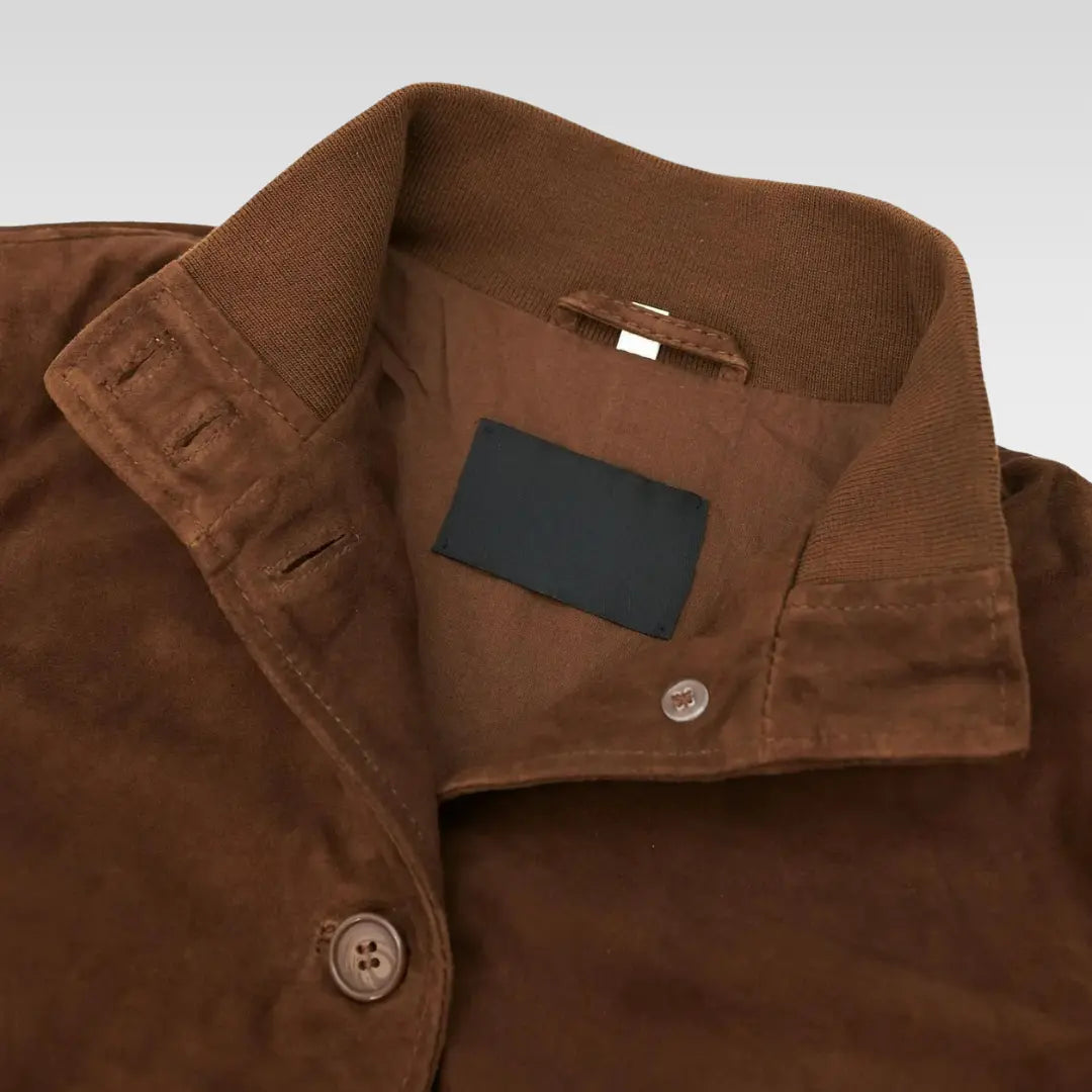 Faty - Suede Leather Bomber Jacket With Buttons