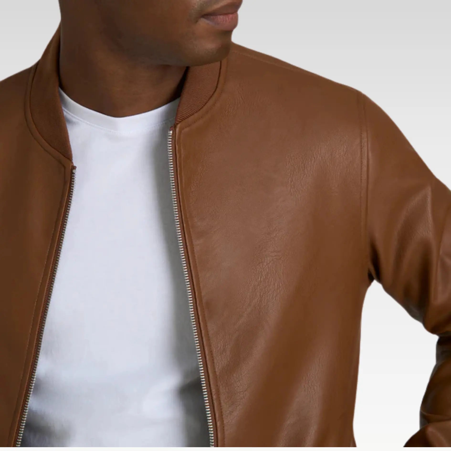 Faux Leather Bomber Jacket