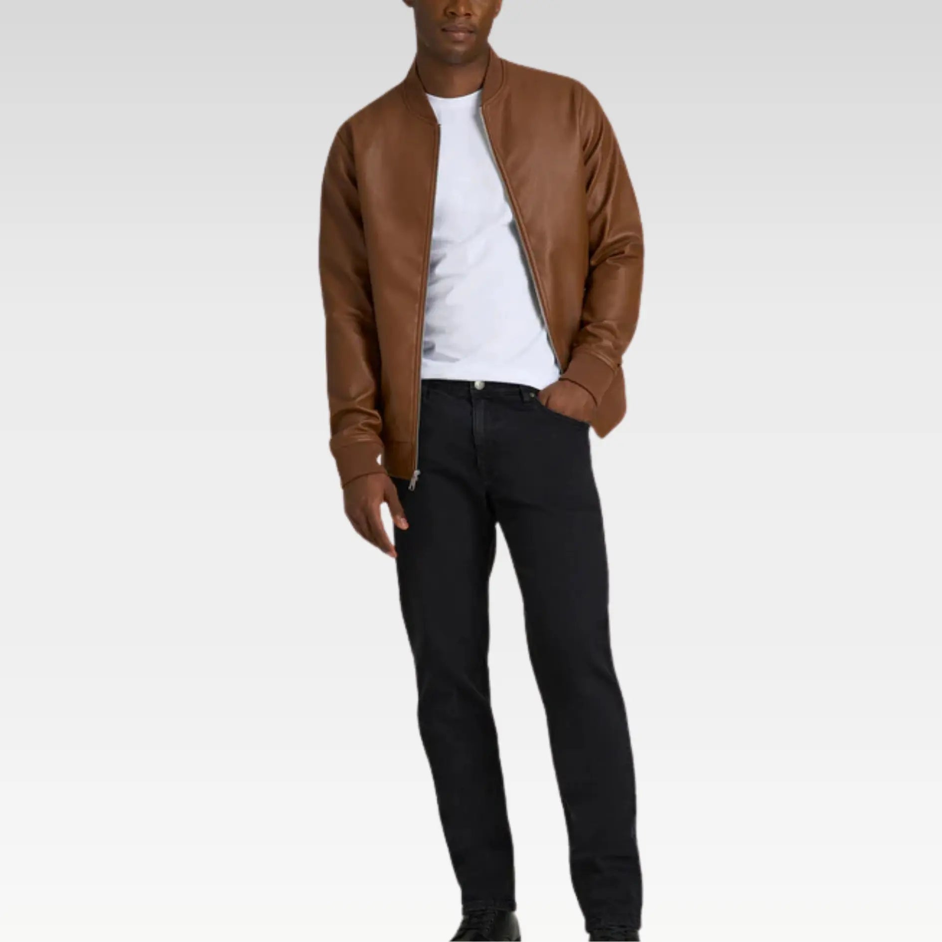 Faux Leather Bomber Jacket